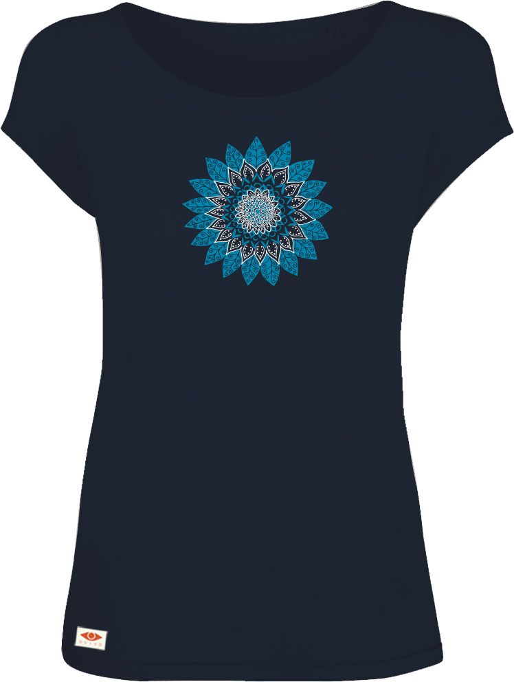 T-shirt Modal OVIVO Fleur Mandala-bleu nuit