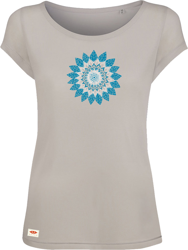 T-shirt Modal OVIVO Fleur Mandala-gris perle