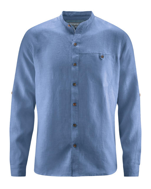 chemise bio col mao DH026_bleu_baie