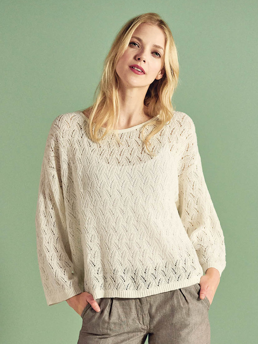 Pull ajoure femme 329 chanvre et coton bio