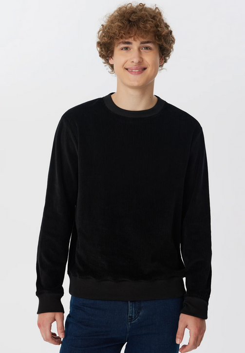 Men-Corduroy-Sweatshirt - Black – Leela Cotton Naturtextilien Handels GmbH
