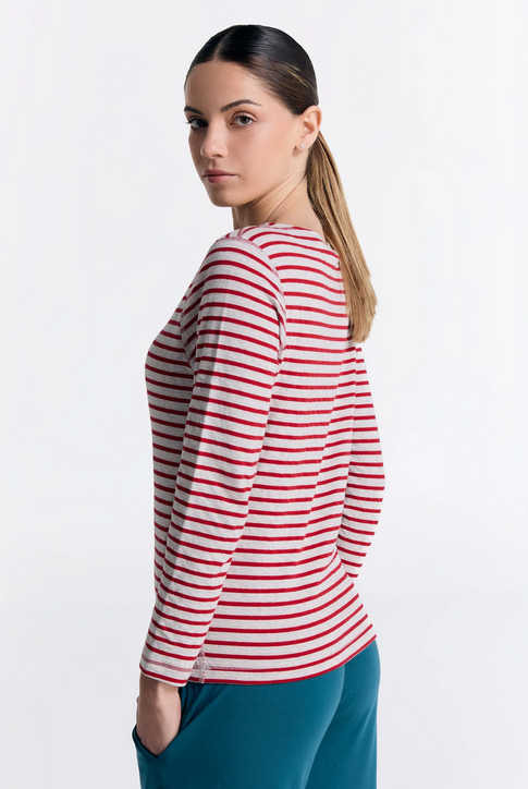 t-shirt-avec-rayures-femme_1228_108 Damen Wendelangarmshirt - Ziegelrot_Beige – Leela Cotton Naturtextilien Handels GmbH