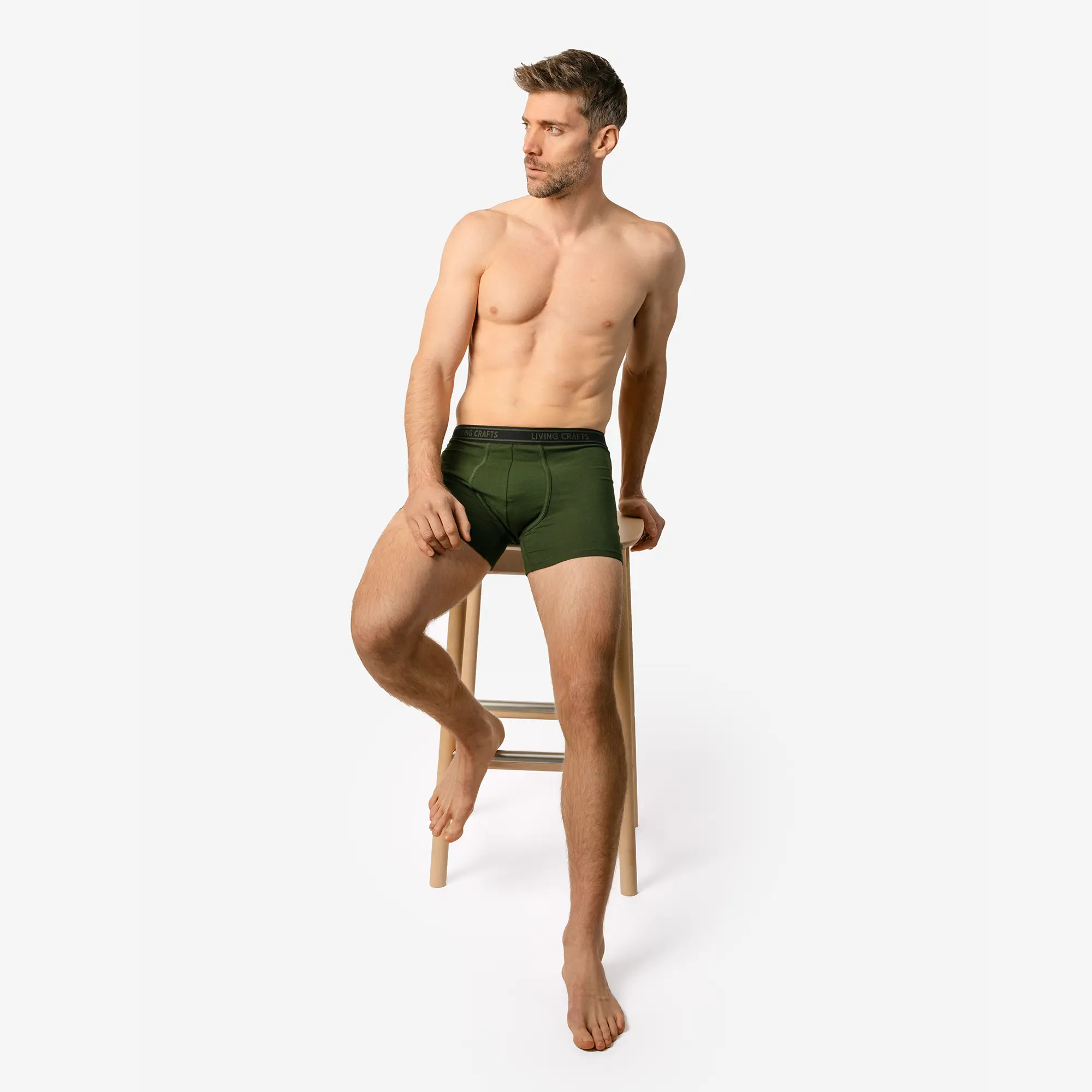 Lot 2 boxers Bridger olive - sous-vêtements bio végan