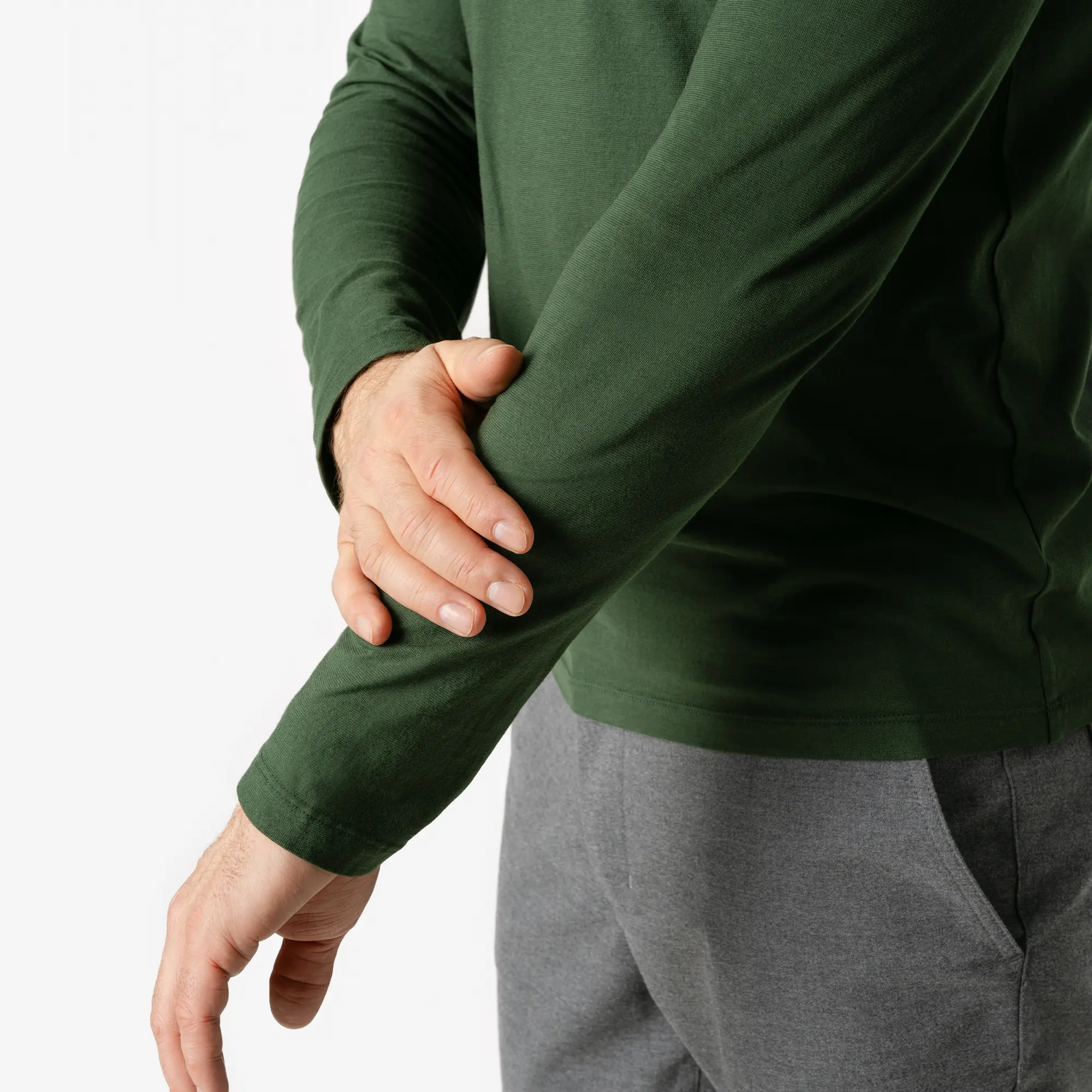 T-shirt manches longues Terik en coton bio vert forêt, buste et manches sans visage