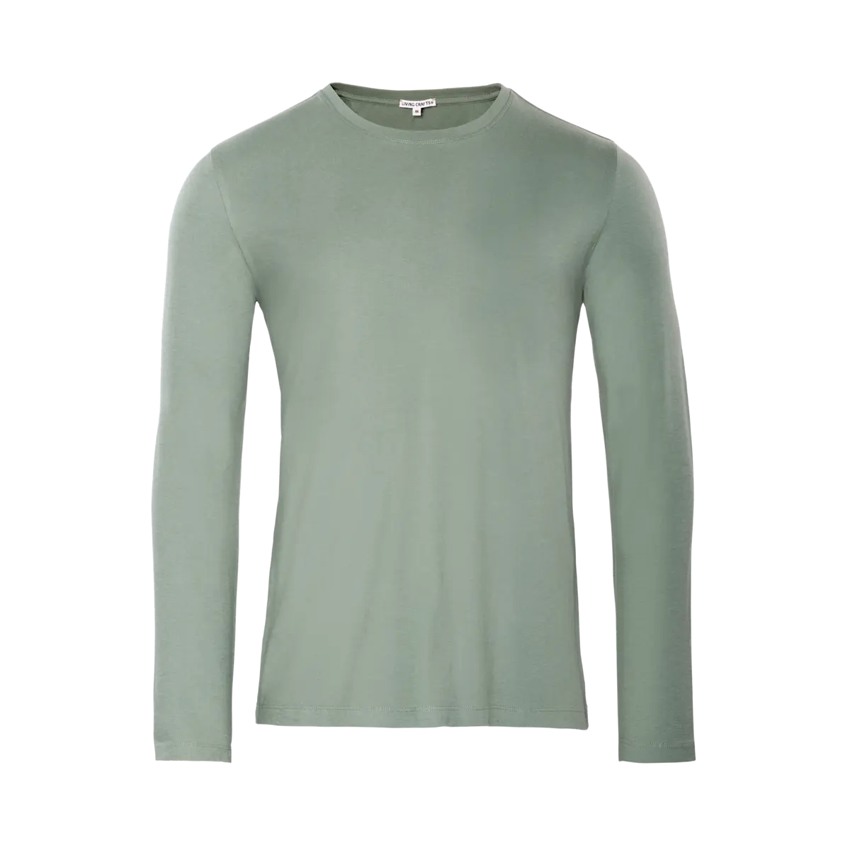 T-shirt manches longues Terik en coton bio vert pin, photo produit seul sur fond blanc
