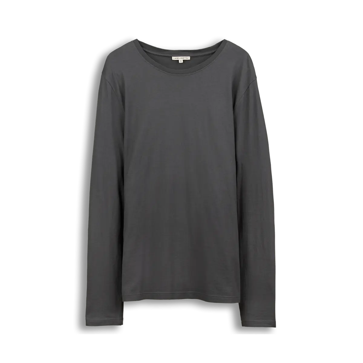 T-shirt manches longues Terik en coton bio gris foncé, photo produit seul sur fond blanc