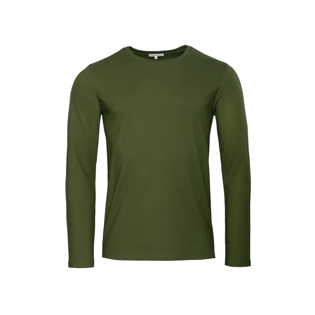 T-shirt manches longues Terik en coton bio vert mousse, photo produit seul sur fond blanc