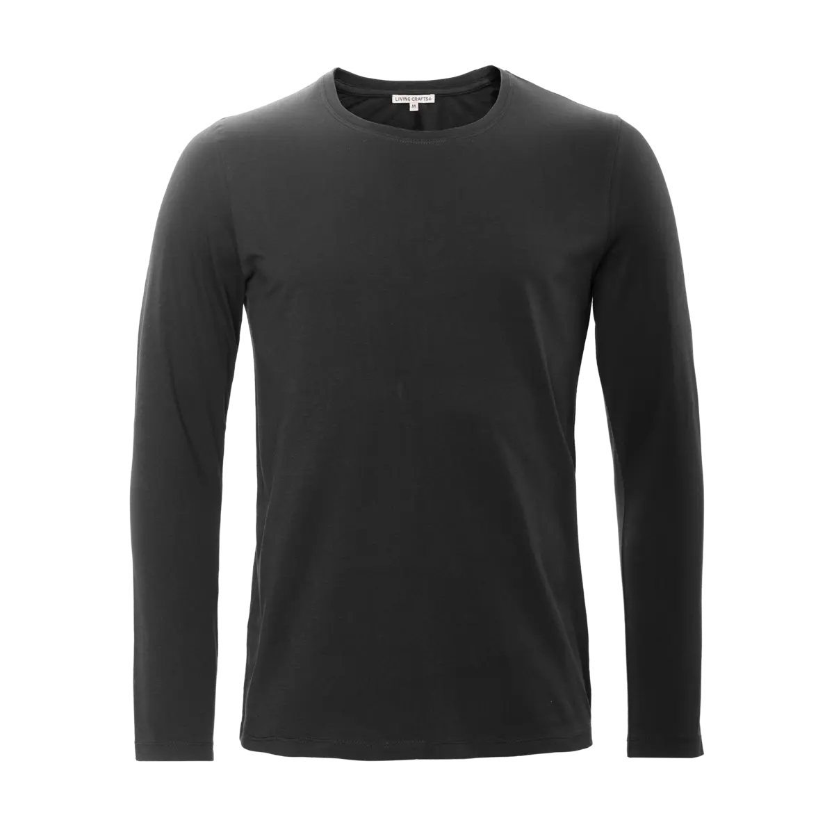 T-shirt manches longues Terik en coton bio noir, photo produit seul sur fond blanc