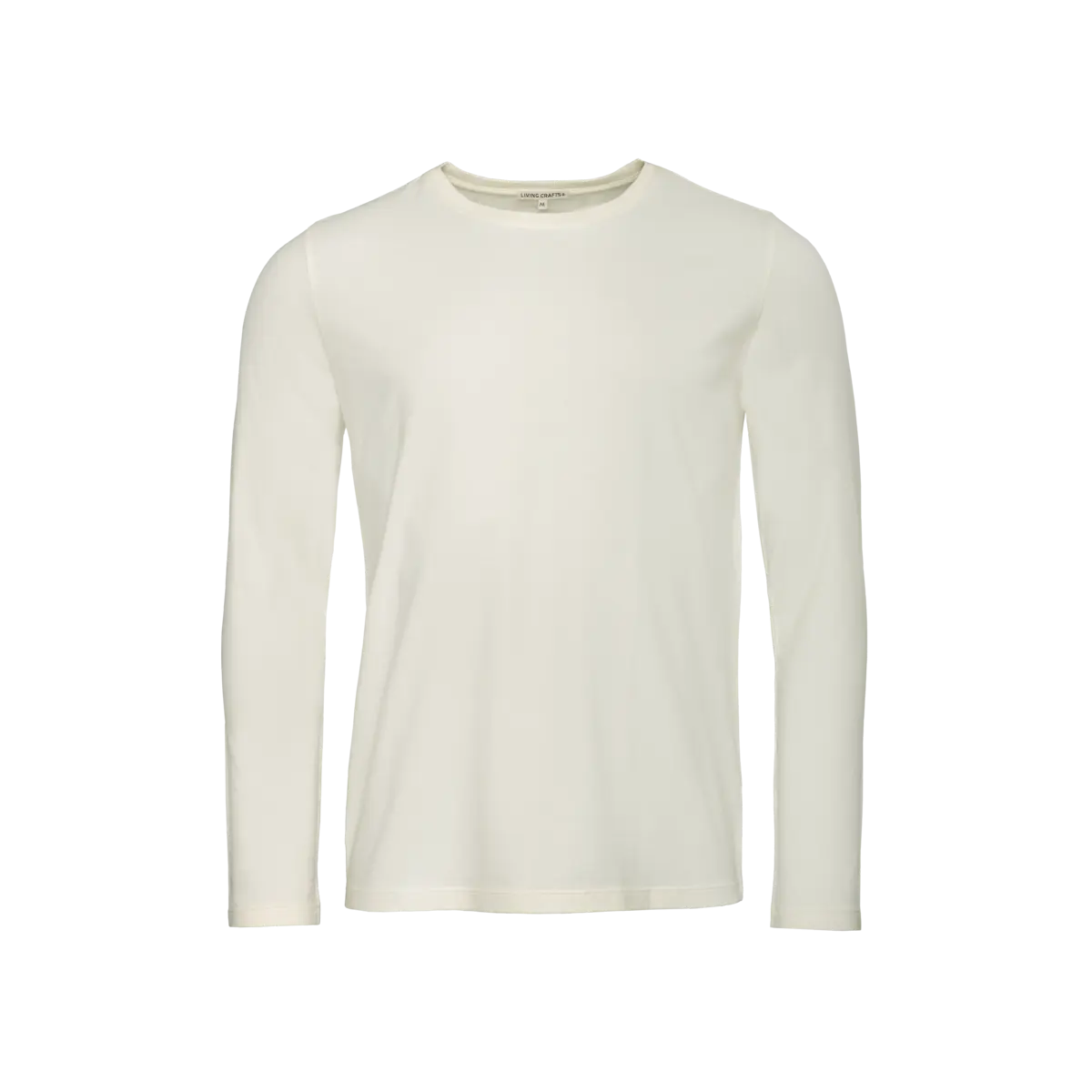 T-shirt manches longues Terik en coton bio écru, photo produit seul sur fond blanc