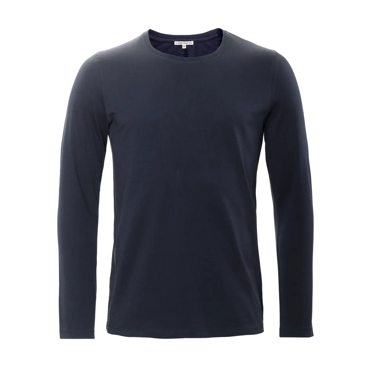 T-shirt manches longues Terik en coton bio bleu encre, photo produit seul sur fond blanc