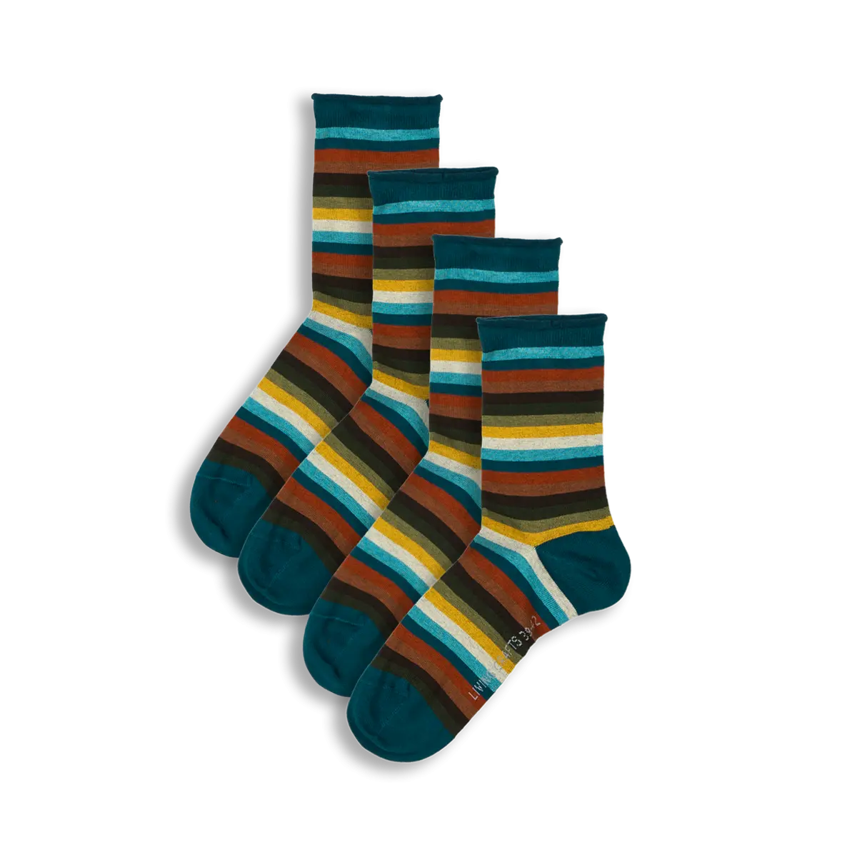 Lot de 2 paires de chaussettes Alexis en coton bio, rayures automnales, produit seul