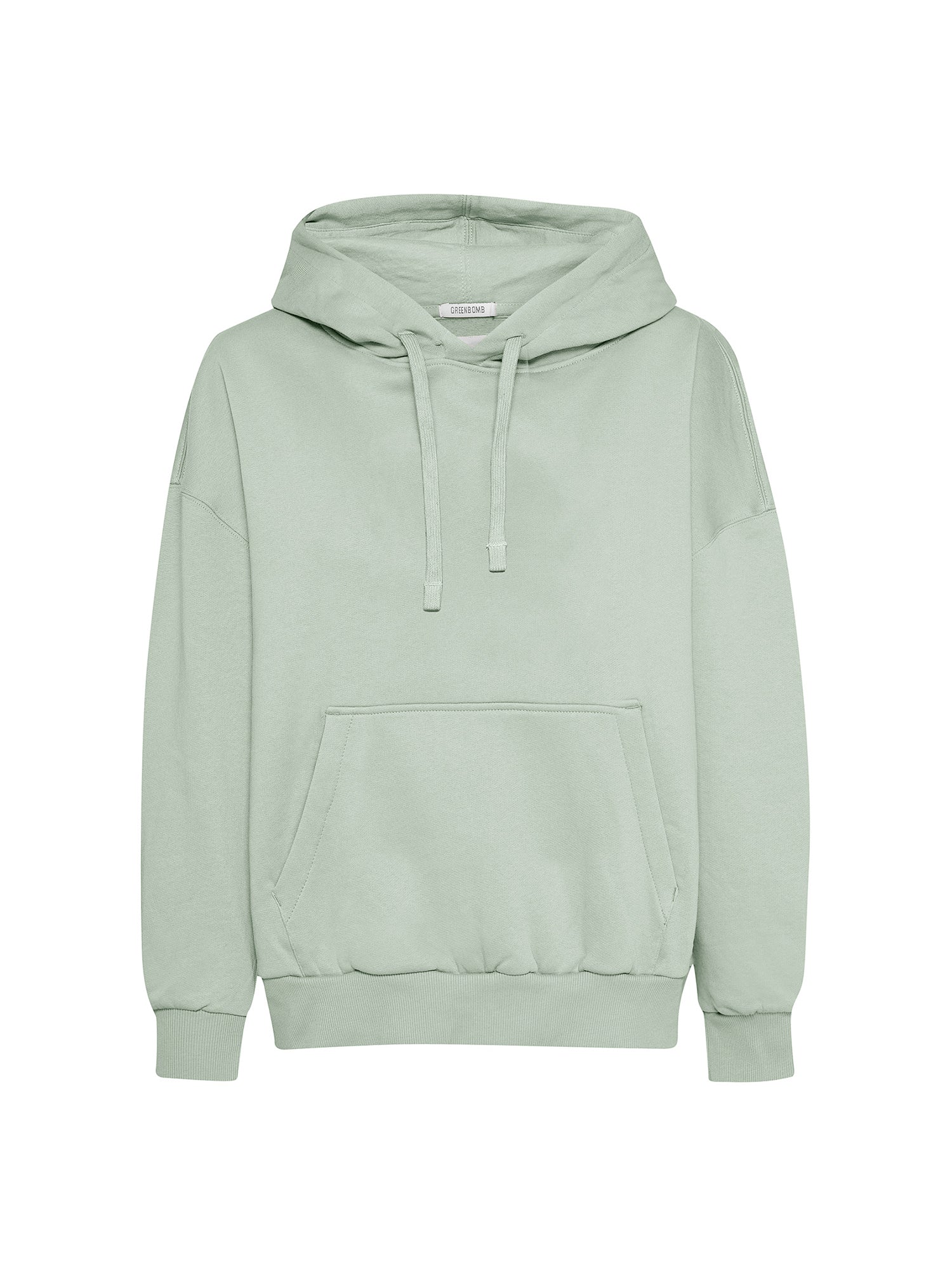 Sweat à capuche Mello vert menthe doux porté en pied par une femme
