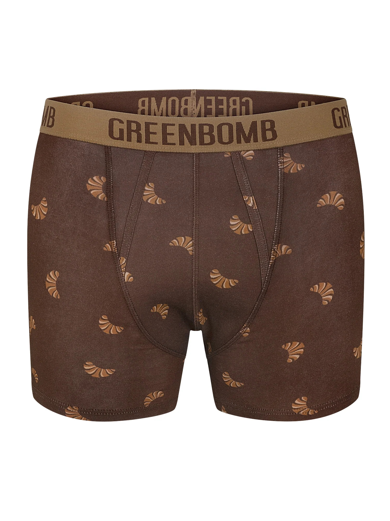 Boxer trunk homme Crossaint GREENBOMB en coton bio porté, croissant doré brodé