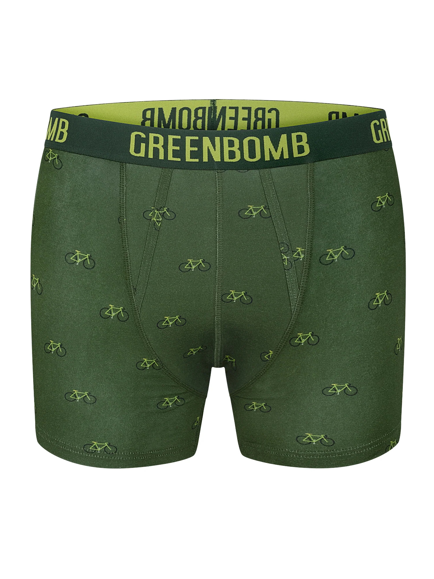 Boxer trunk homme Bike Vintage GREENBOMB en coton bio porté, motif vélos vintage