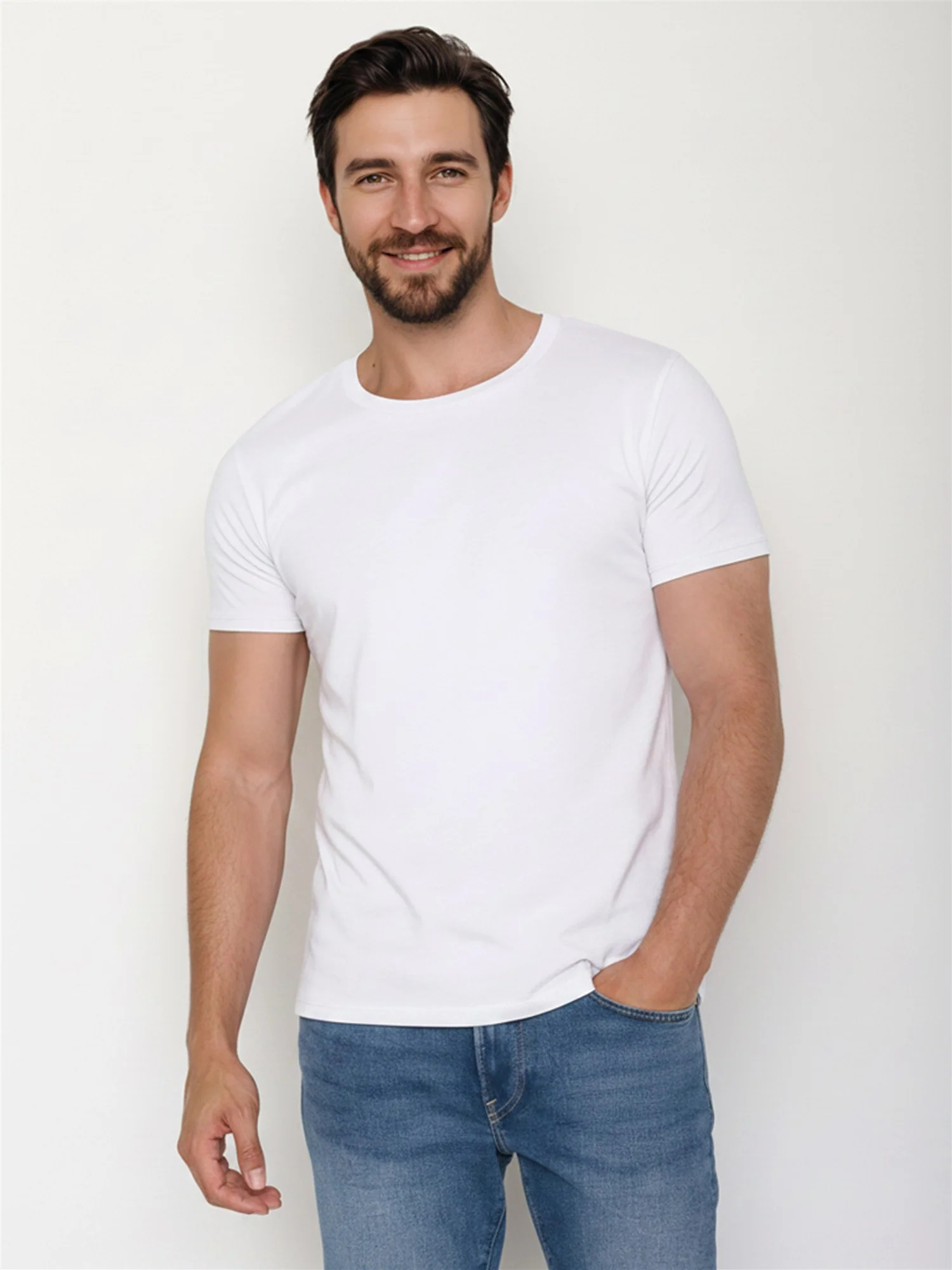 T-shirt homme uni GREENBOMB en coton bio, blanc