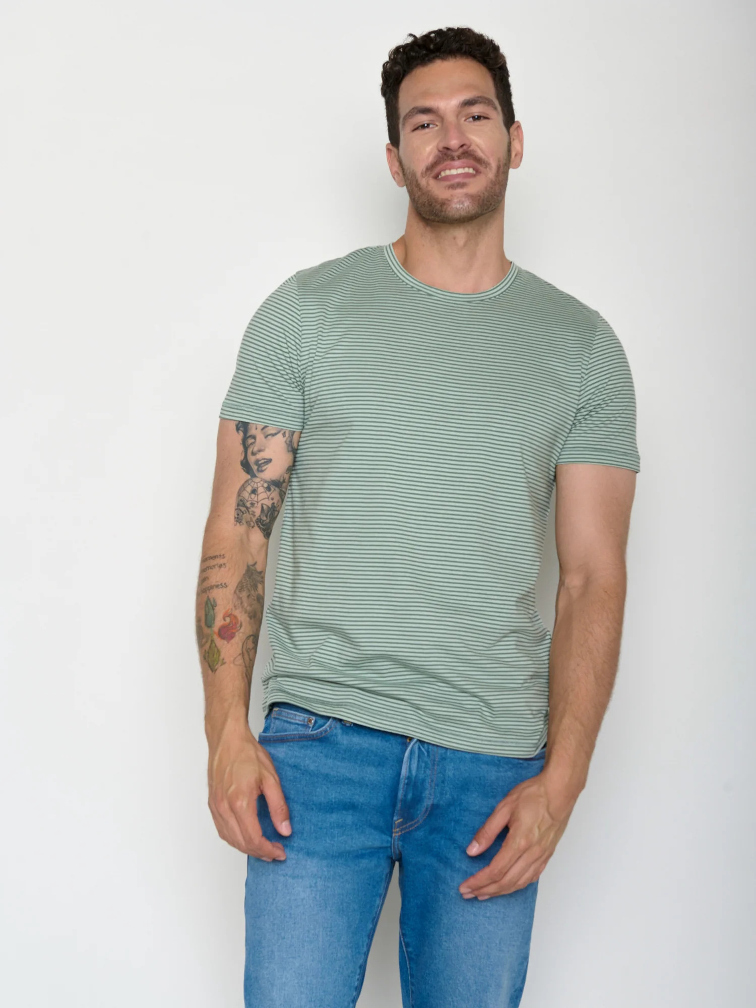 T-shirt homme rayé en coton bio GOTS, rayures bambou