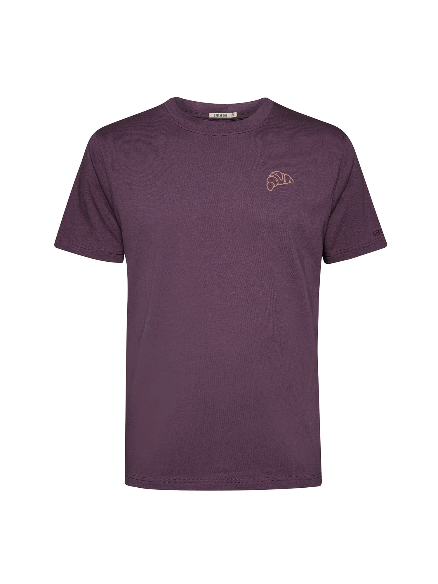 T-shirt homme vélo de course coupe ample coton bio, violet baie, porté de dos