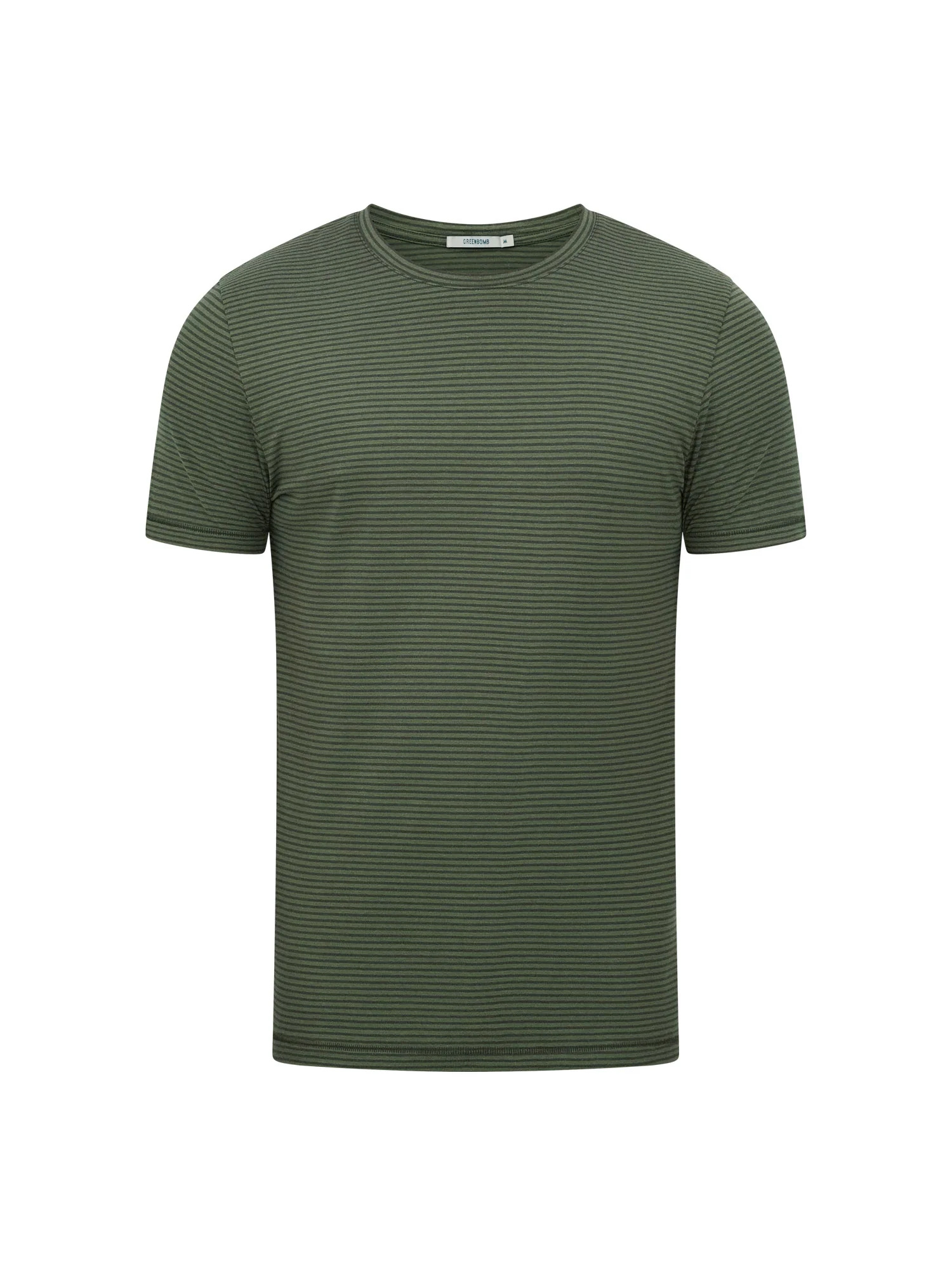 T-shirt homme rayé en coton bio GOTS, rayures herbe, vue supplémentaire