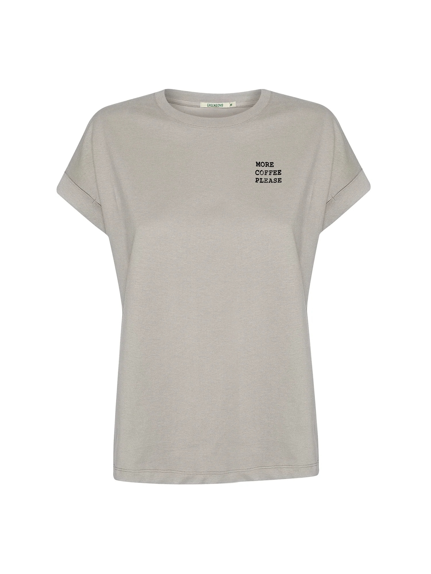 T-shirt femme Dog Coffee GREENBOMB coton bio, beige grès, dans son emballage Green Bomb