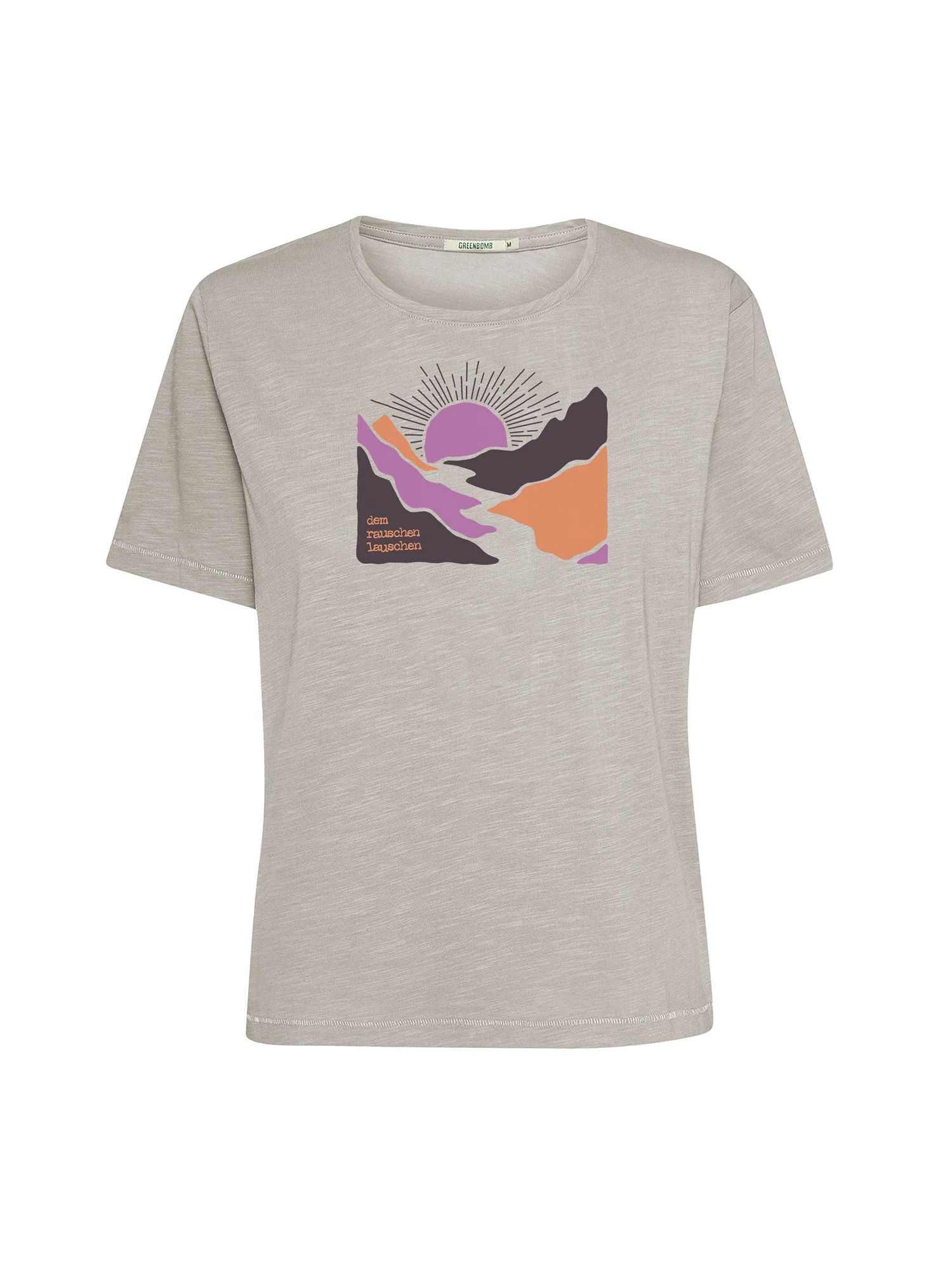 T-shirt femme River Sundown GREENBOMB coton bio, beige grès, dans son emballage Green Bomb