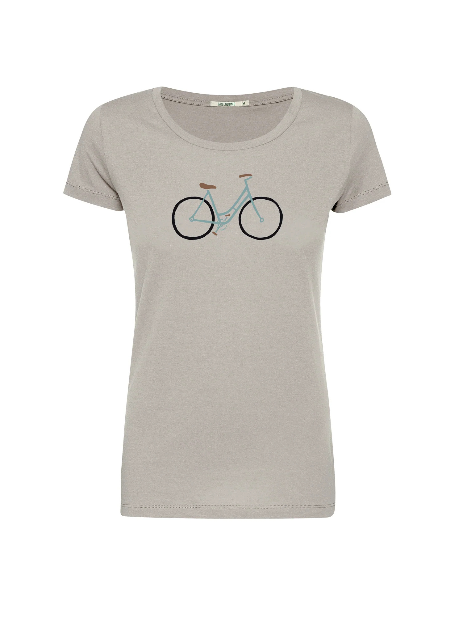 T-shirt femme Bike Freehand GREENBOMB coton bio, beige grès, dans son emballage Green Bomb