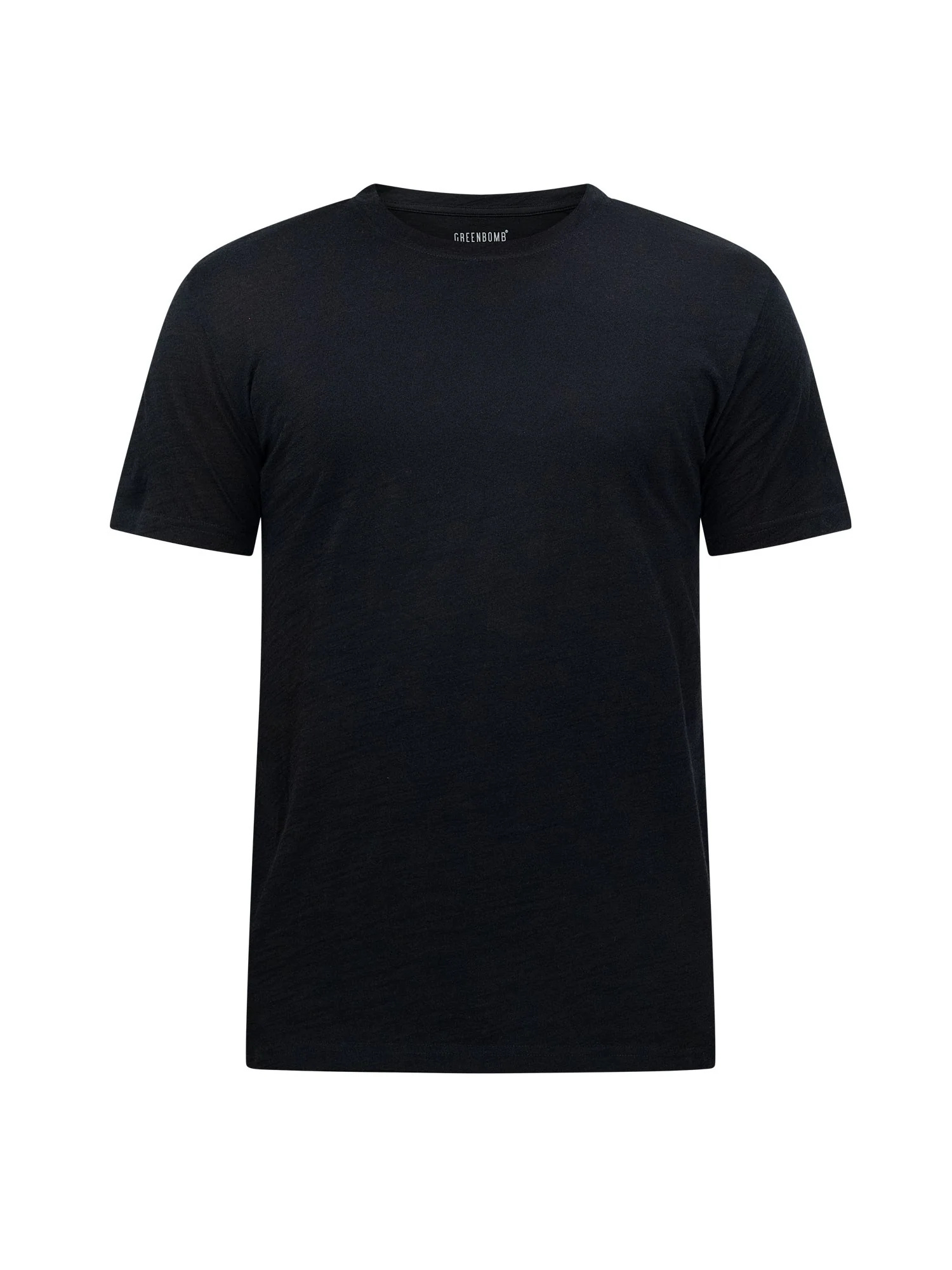 T-shirt homme uni en laine mérinos, noir, dans son emballage GREENBOMB
