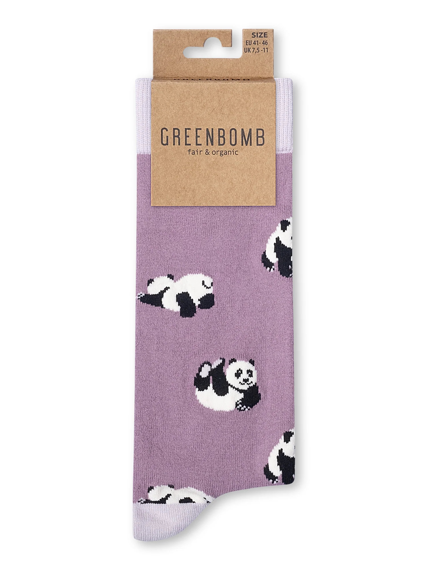 Chaussettes GREENBOMB motif pandas, dans leur emballage