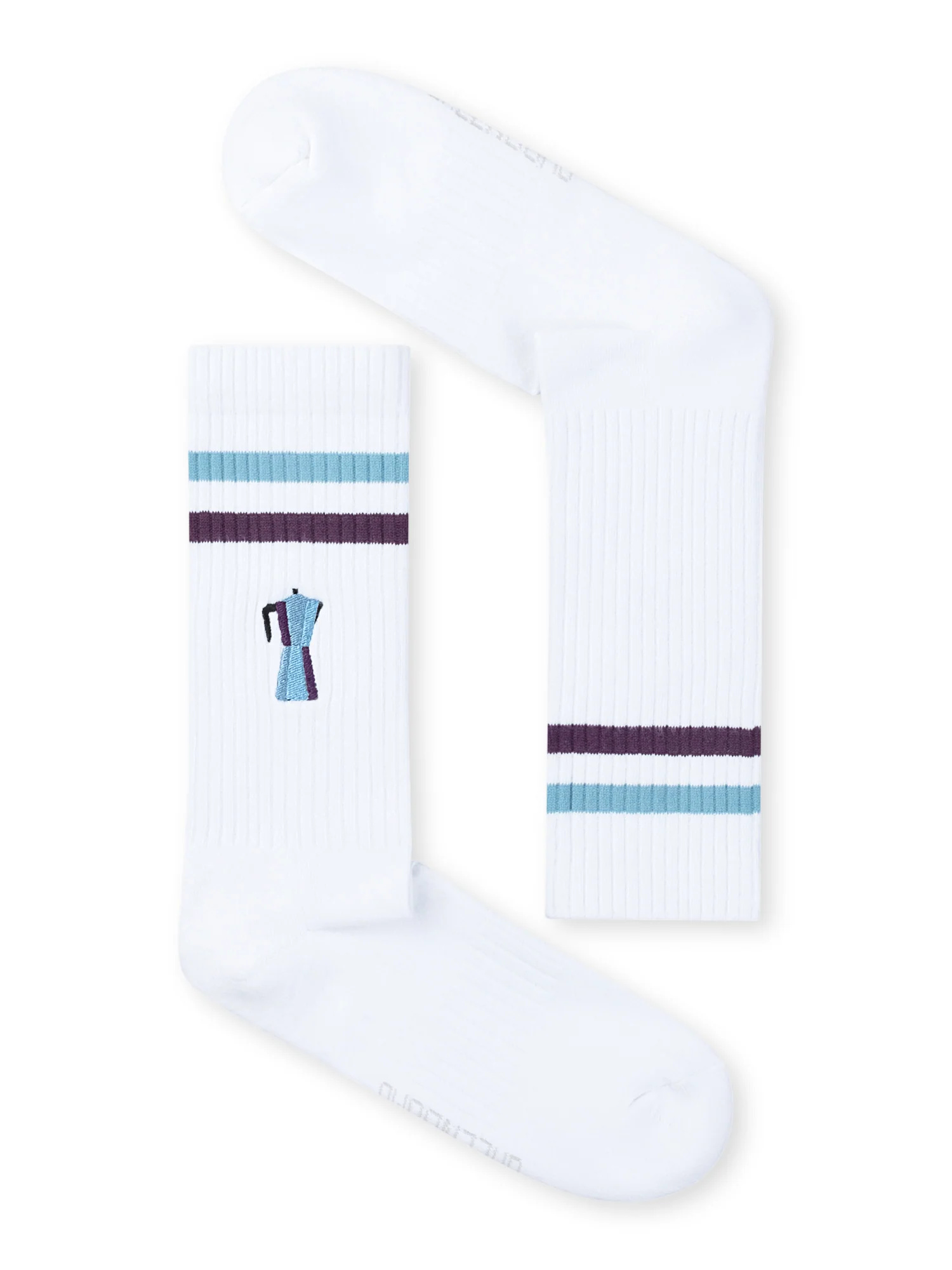 Chaussettes tennis GREENBOMB en coton bio, cafetière brodée Mocca, vue densemble