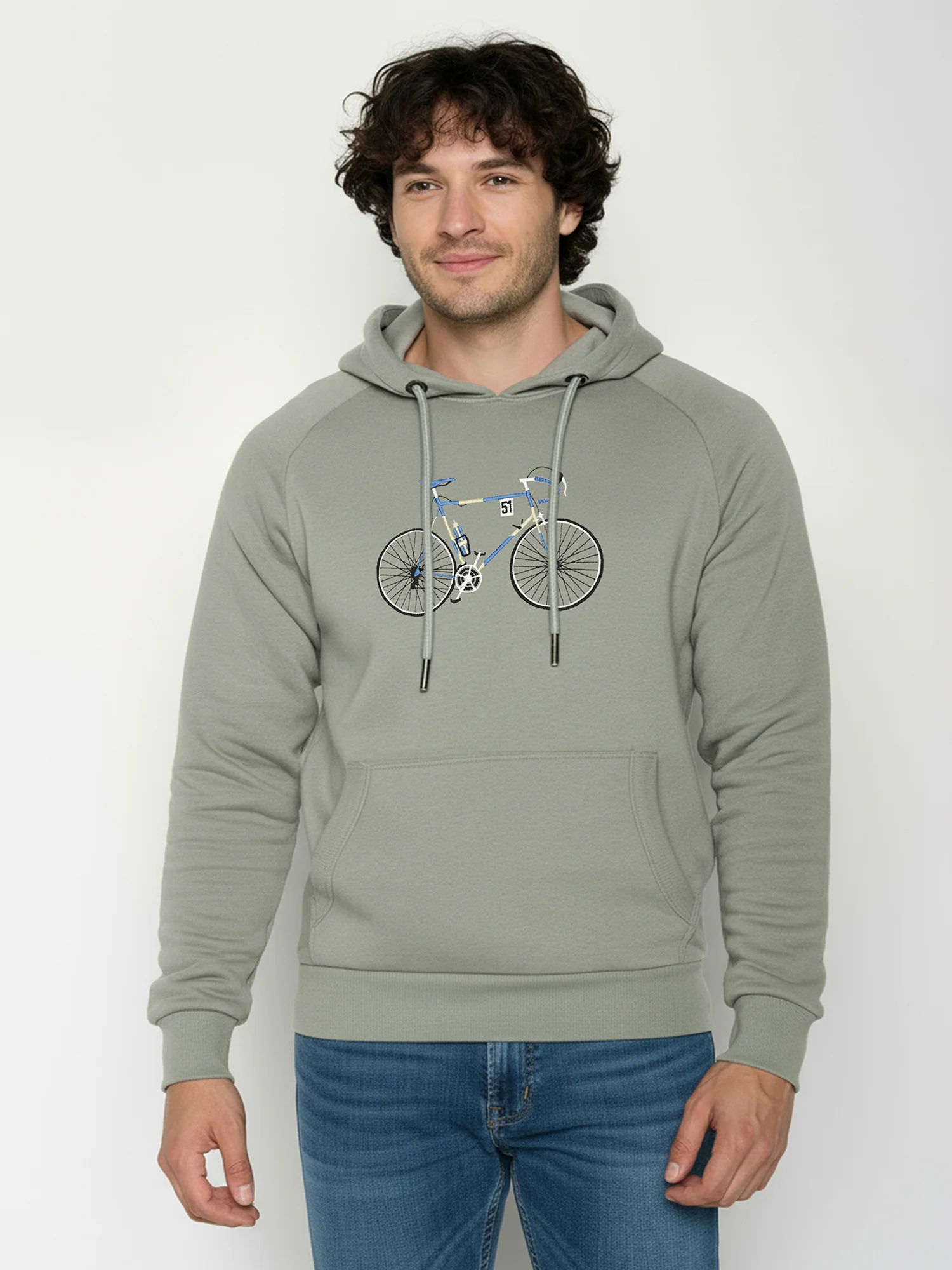 Sweat à capuche homme à motifs vélo de course - coton bio