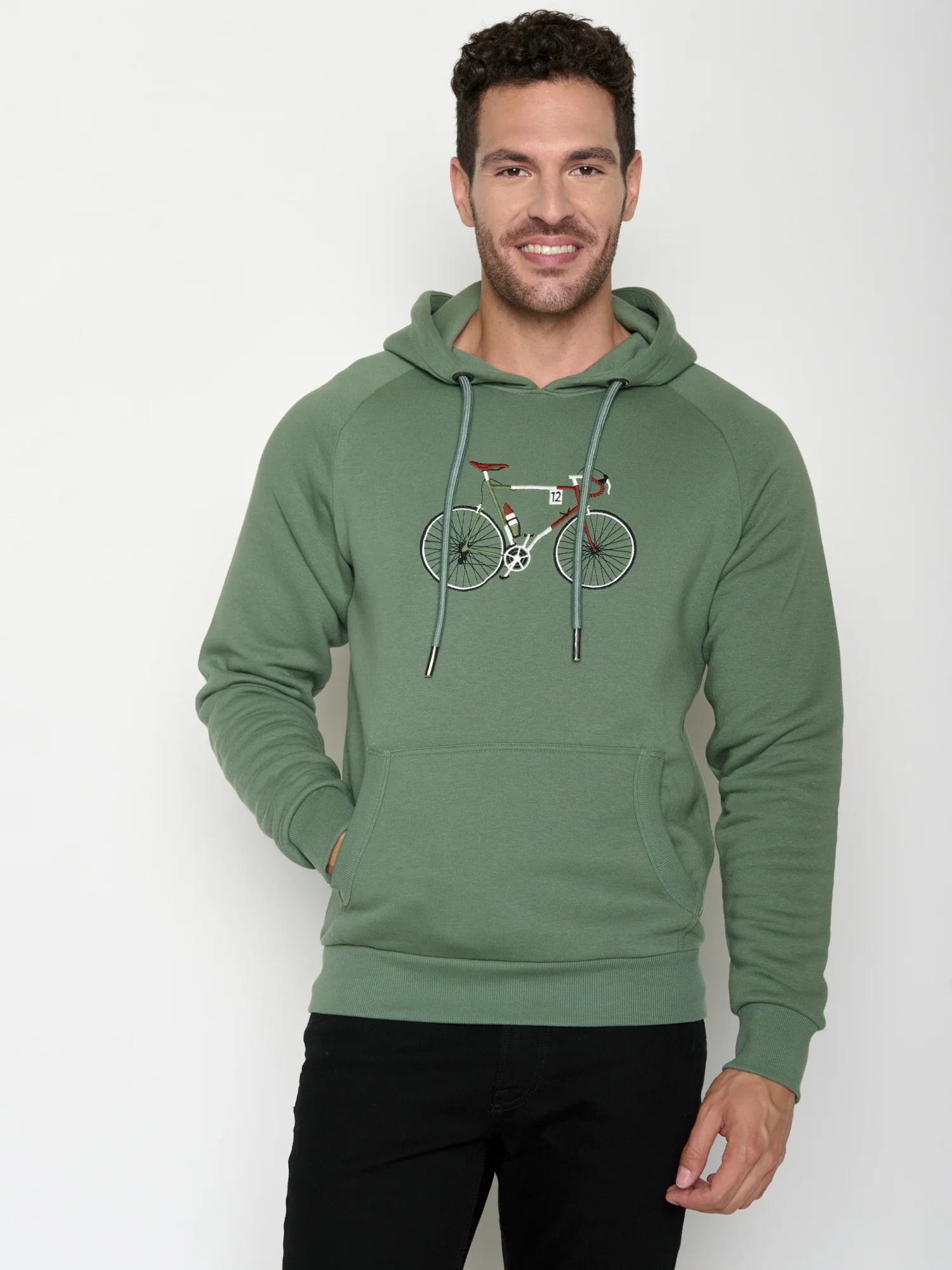 Sweat à capuche homme à motifs vélo de course - coton bio
