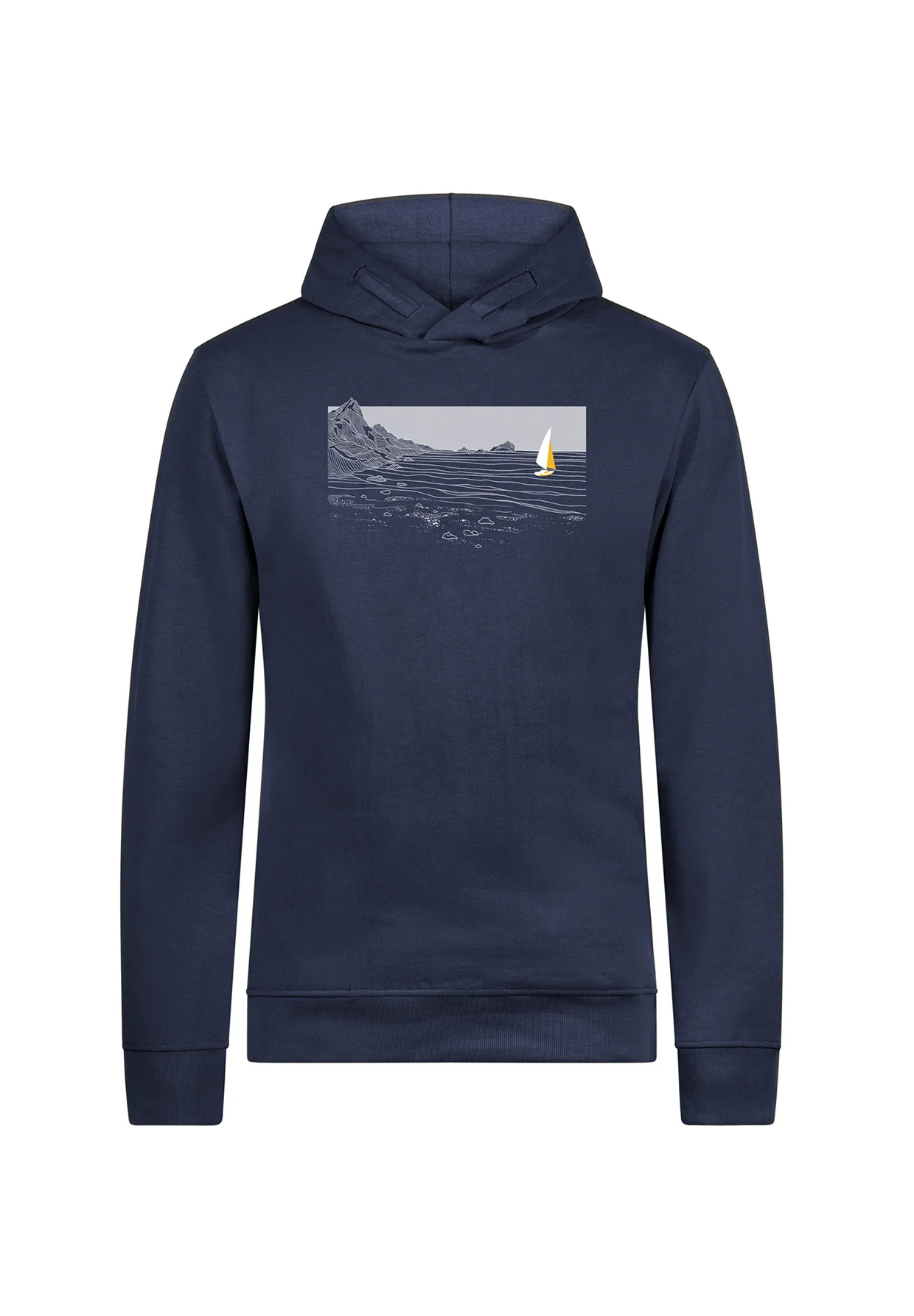 Sweat à capuche homme GREENBOMB en coton bio dans son emballage, bleu marine