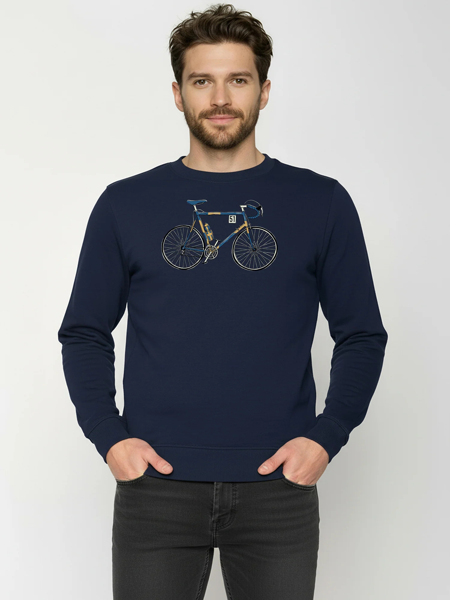 Sweat homme ample à motifs vélo de course - coton bio