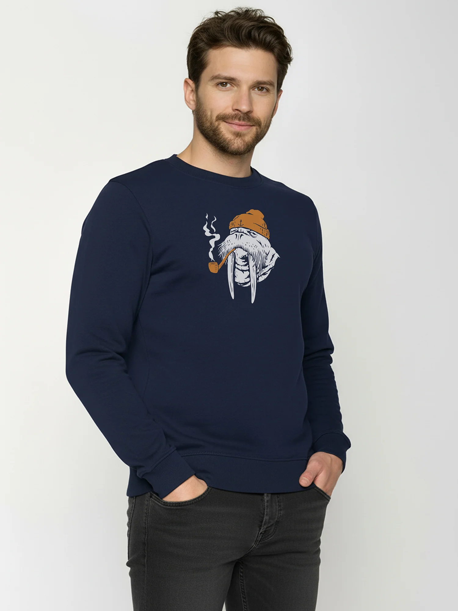 Sweat homme ample à motifs morse - coton bio