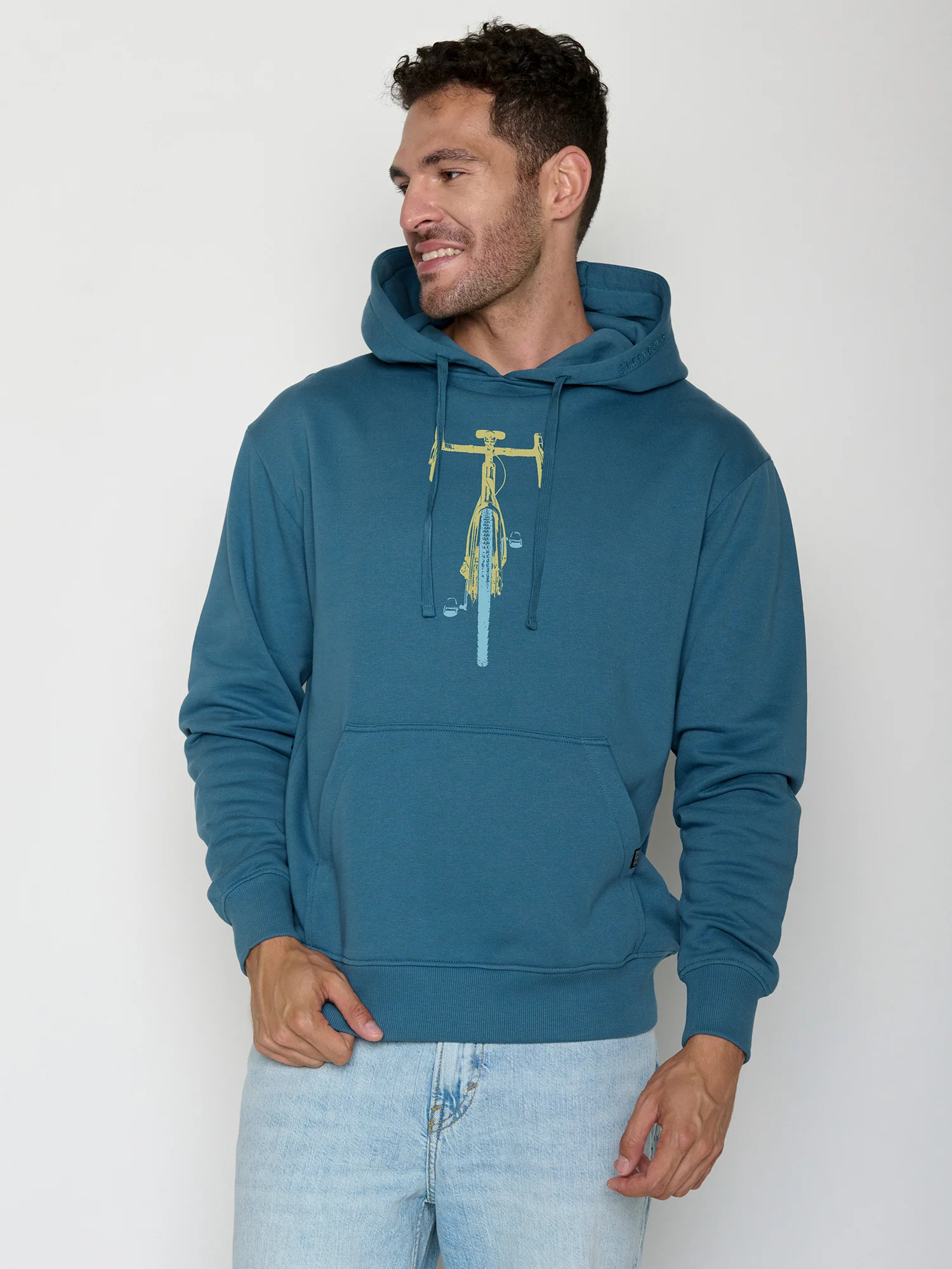 Sweat à capuche homme ample à motifs vélo - coton bio