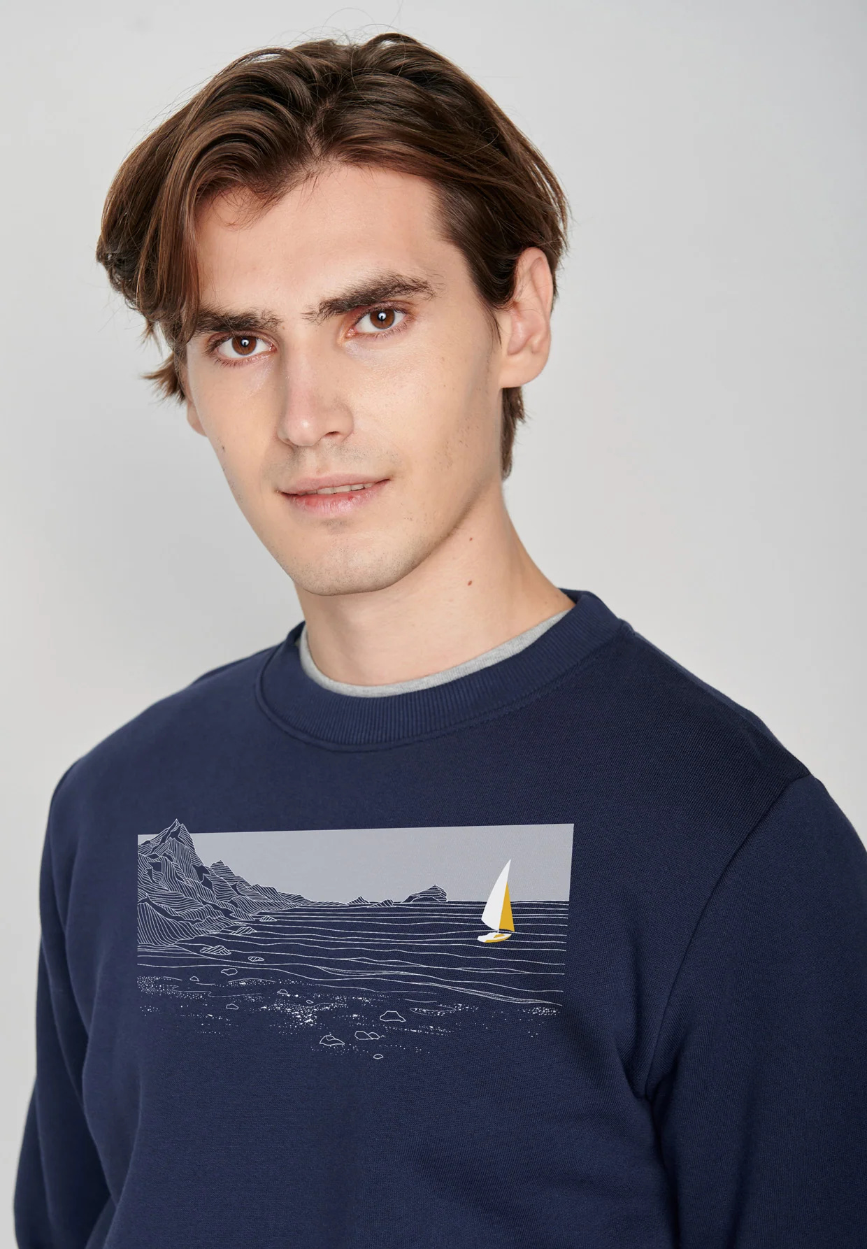 Sweat homme ample à motifs côte et voilier - coton bio