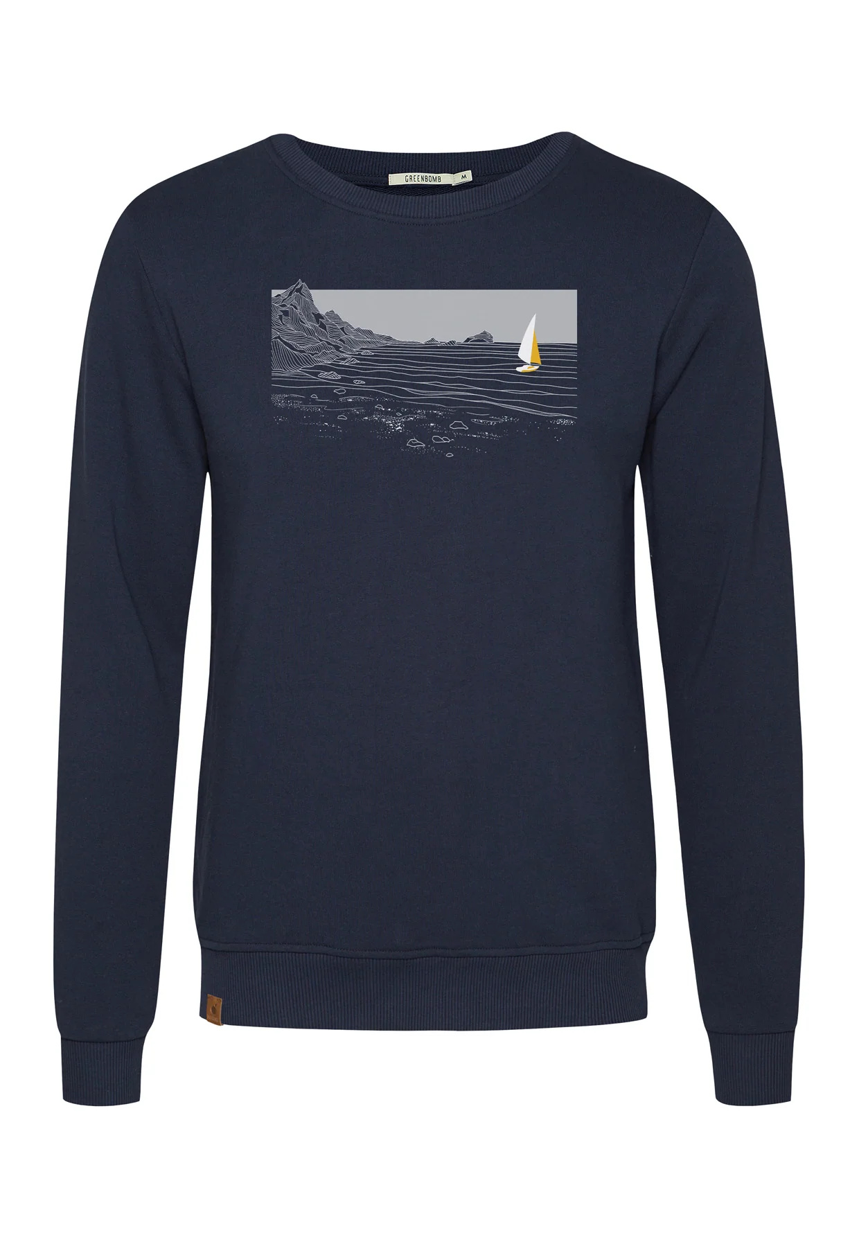sweat homme GREENBOMB en coton bio dans son emballage, bleu marine