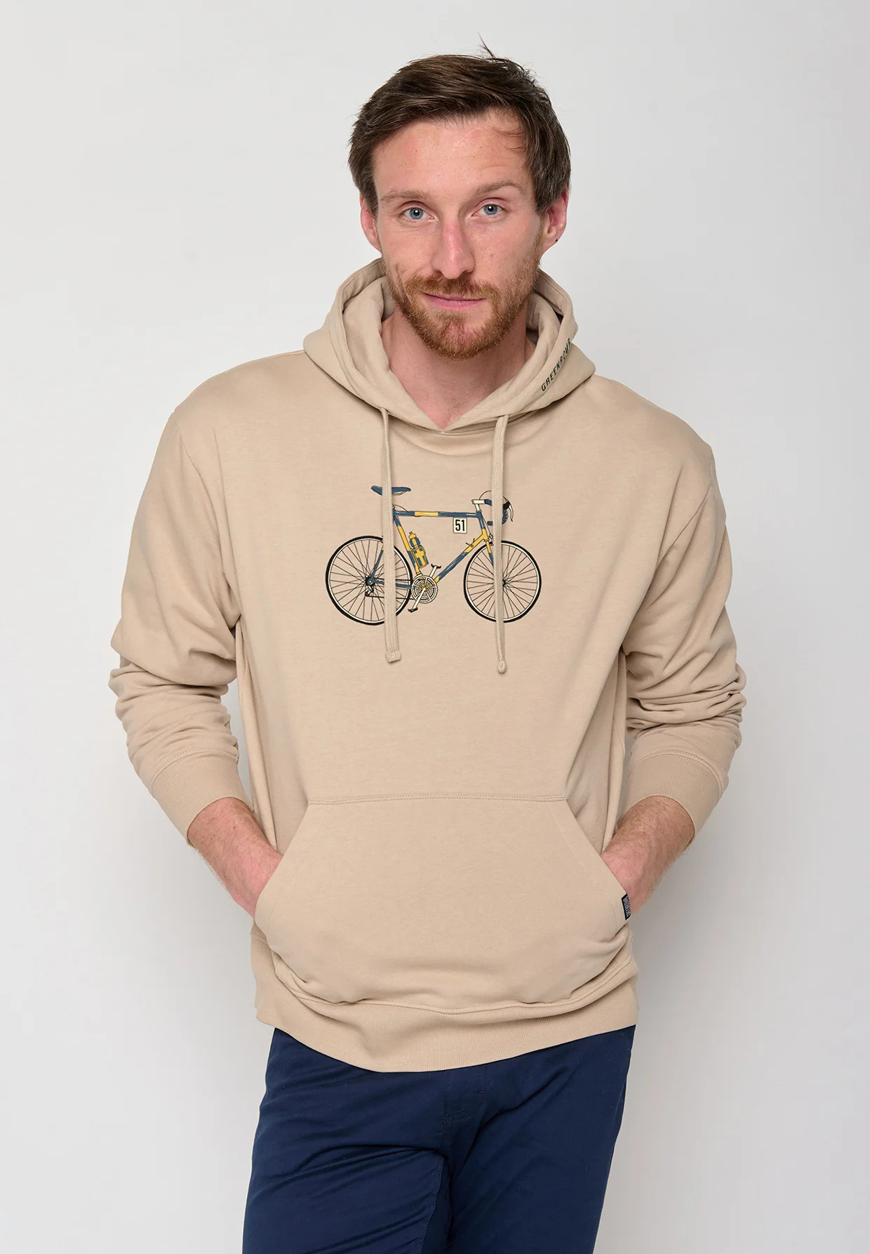 Sweat à capuche homme ample à motifs vélo de course - coton bio