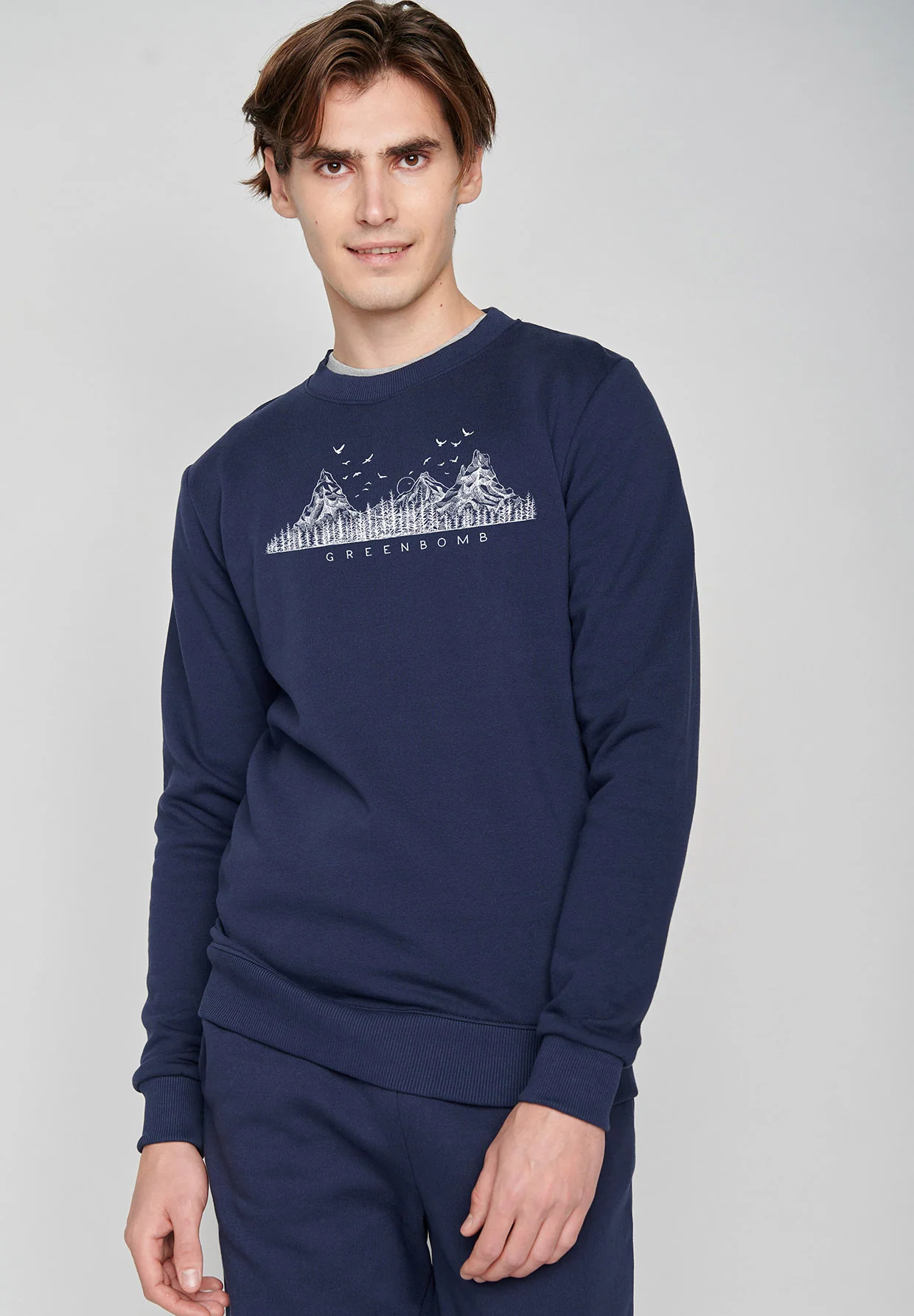 Sweat homme ample à motifs montagne et sapins - coton bio