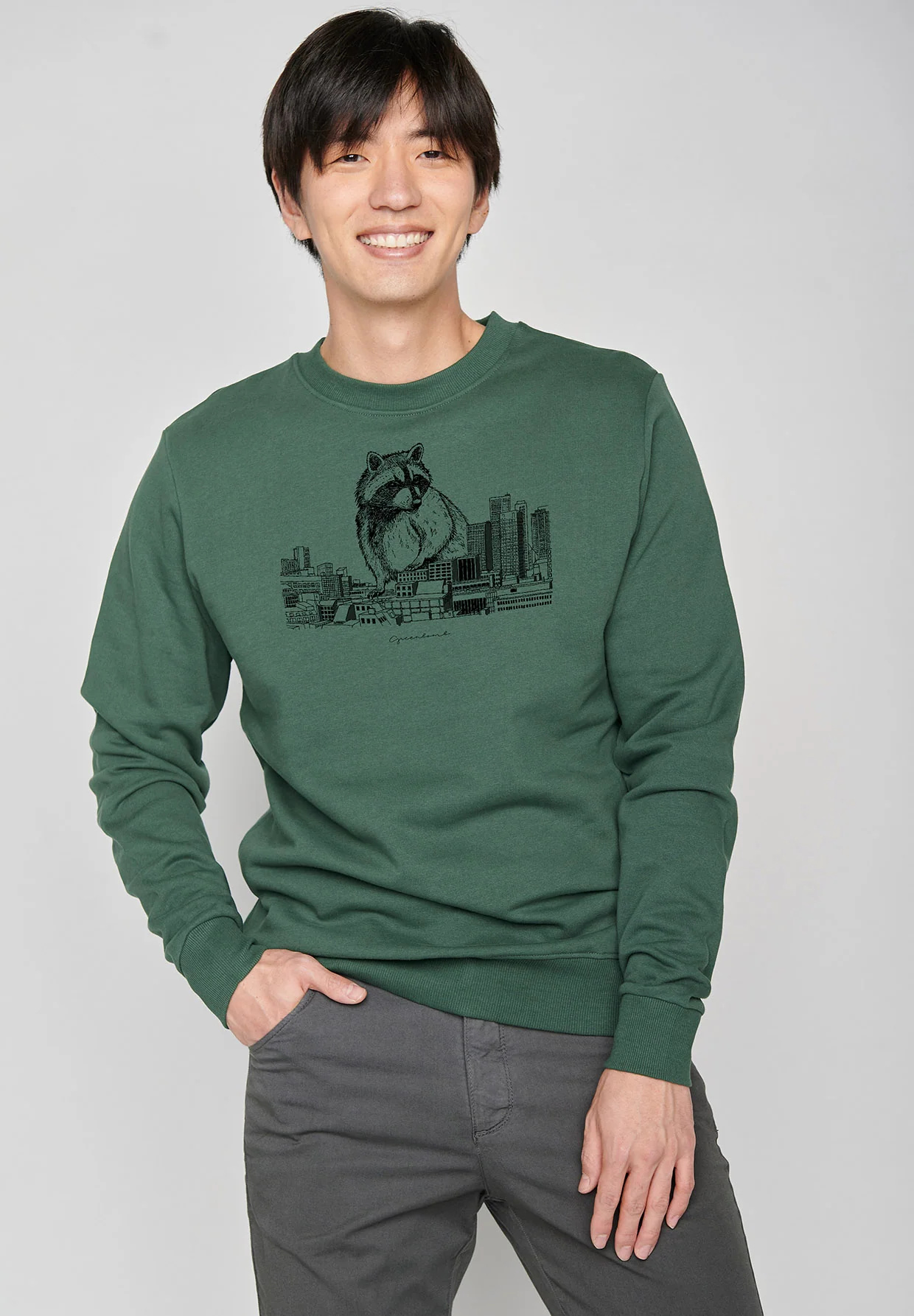 Sweat homme ample à motifs raton laveur - coton bio