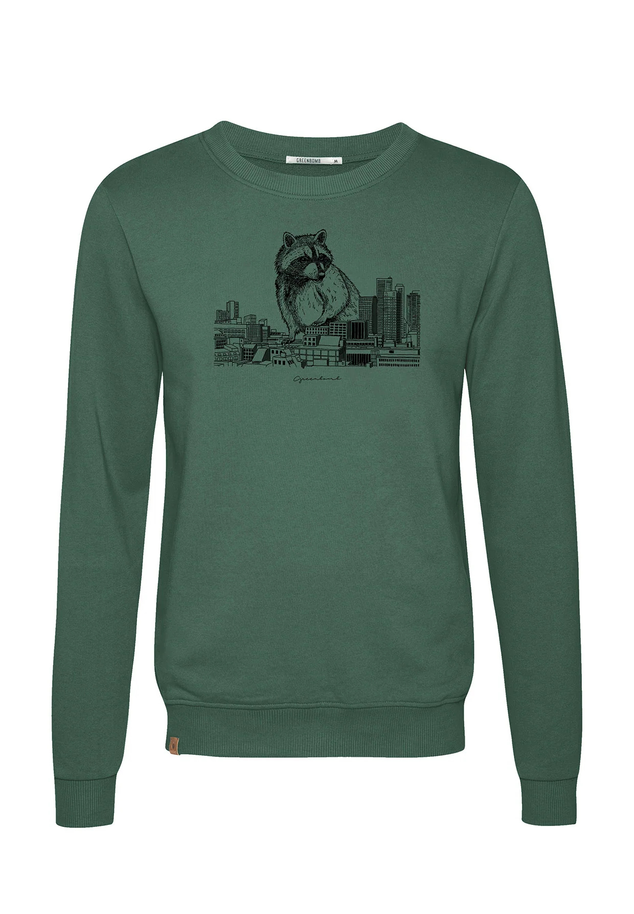 sweat homme GREENBOMB en coton bio dans son emballage, vert bouteille
