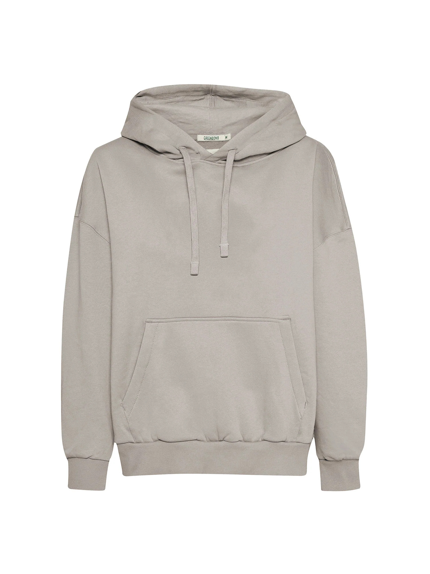 sweat à capuche femme en coton bio GOTS, détail des finitions, sable