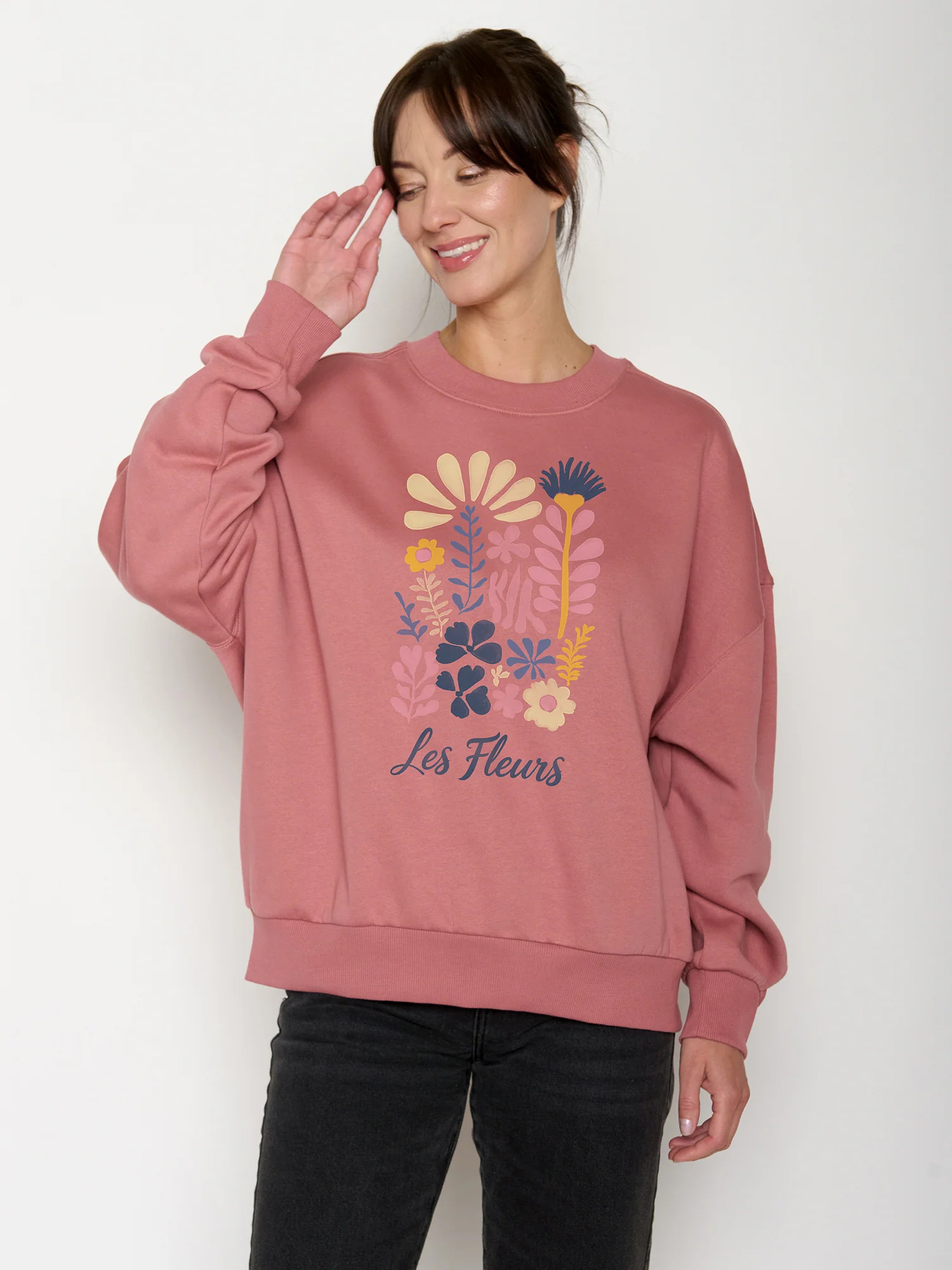 Sweat femme ample à motifs fleurs « Les Fleurs » - coton bio