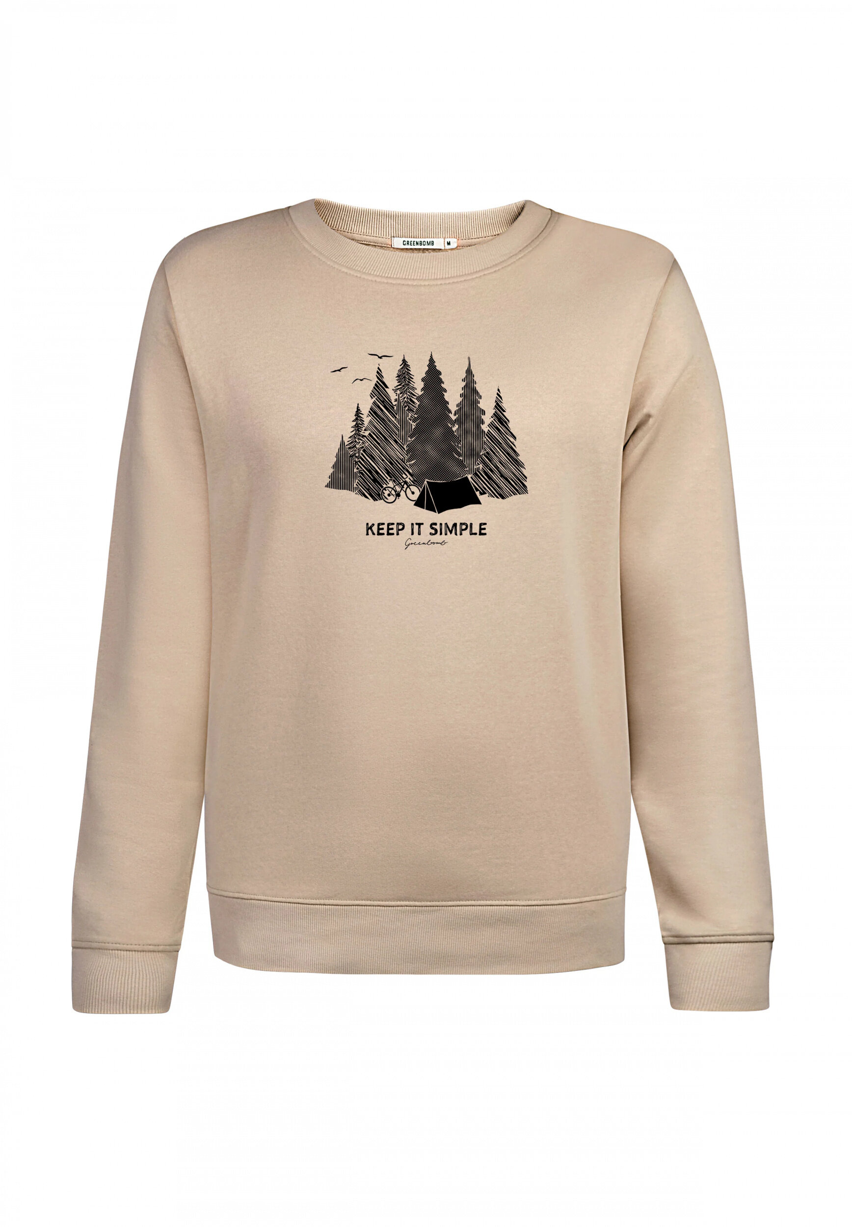 sweat femme GREENBOMB en coton bio dans son emballage, beige latte