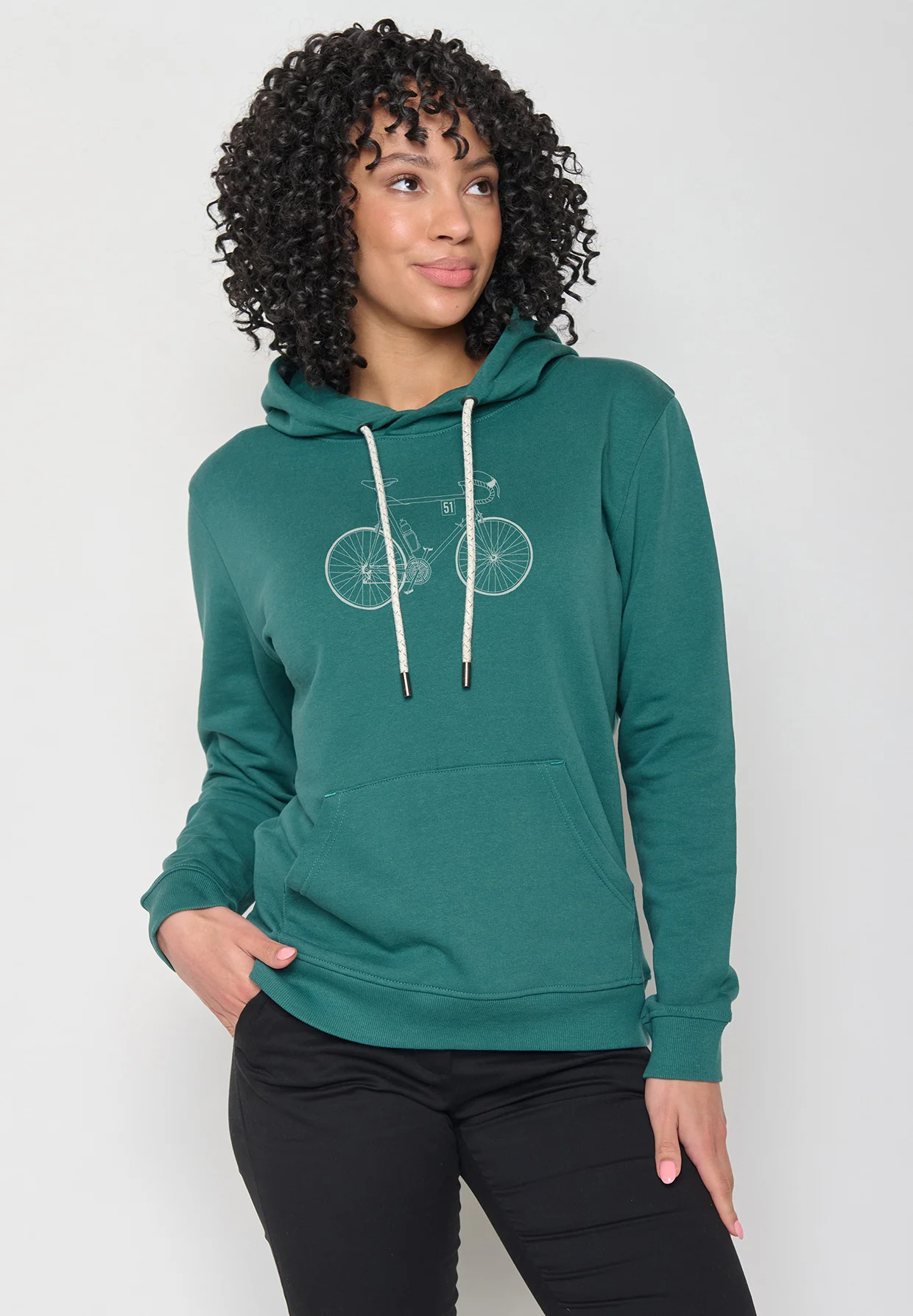 Sweat à capuche femme à motifs vélo de course - coton bio