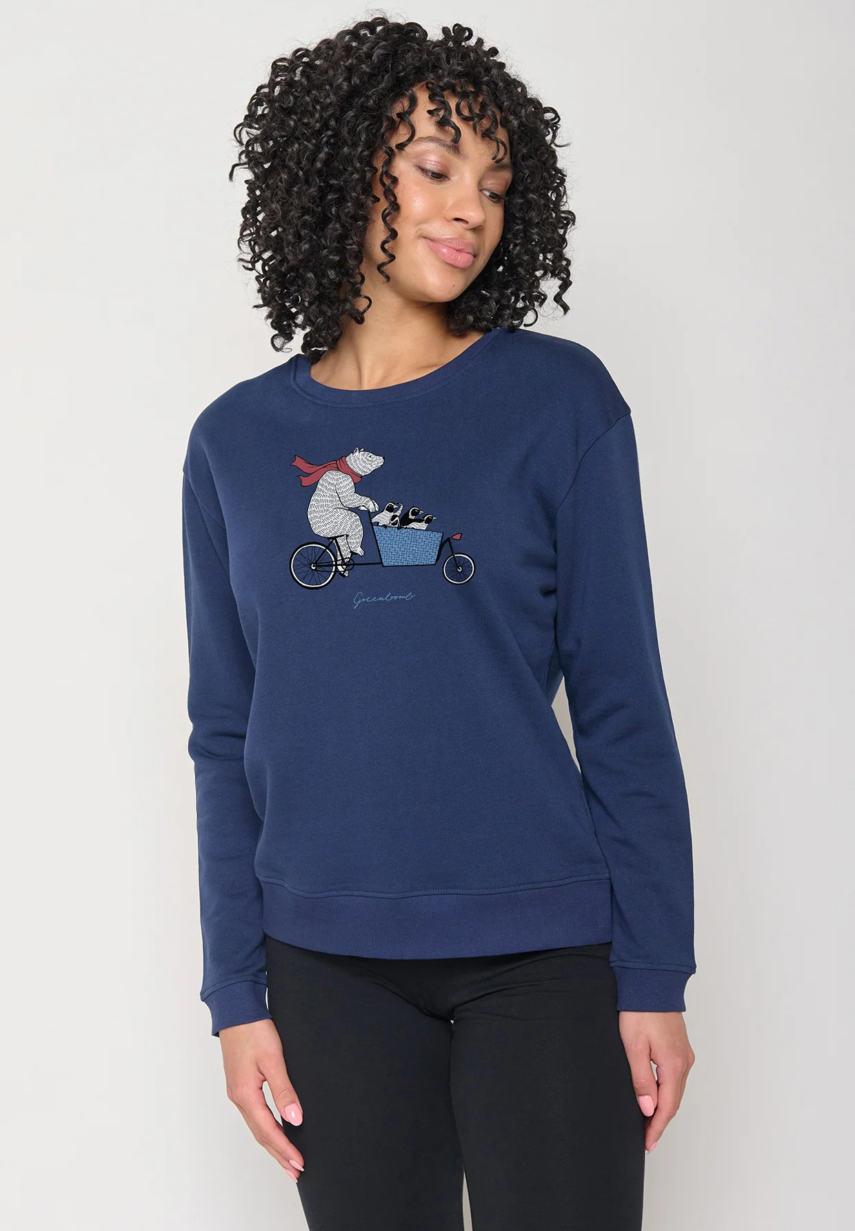 Sweat femme à motifs ours et vélo-cargo - coton bio