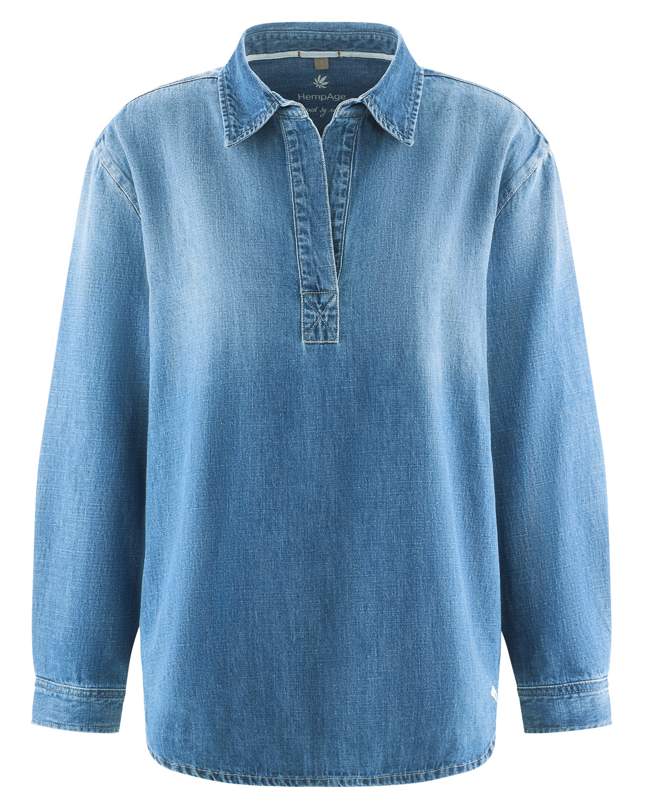 blouse femme en jean de chanvre et coton bio bleu, vue du produit
