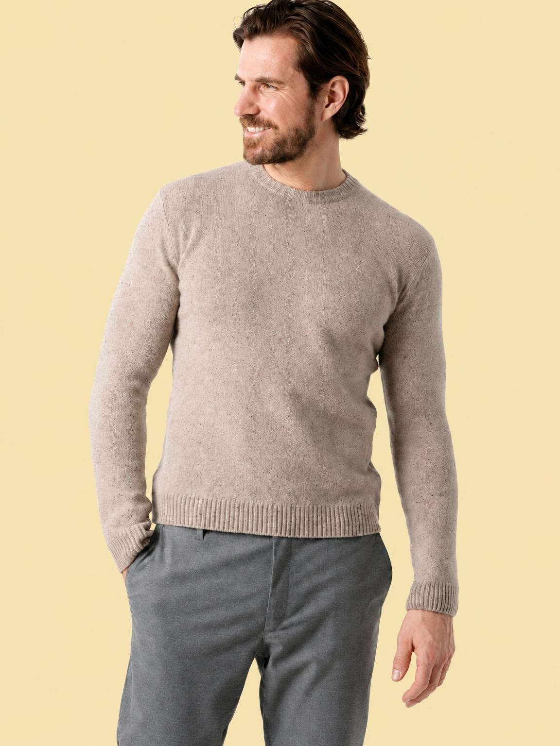Pull Bastien en 100% laine sur fond pastel - nouveauté Automne-Hiver Living Crafts