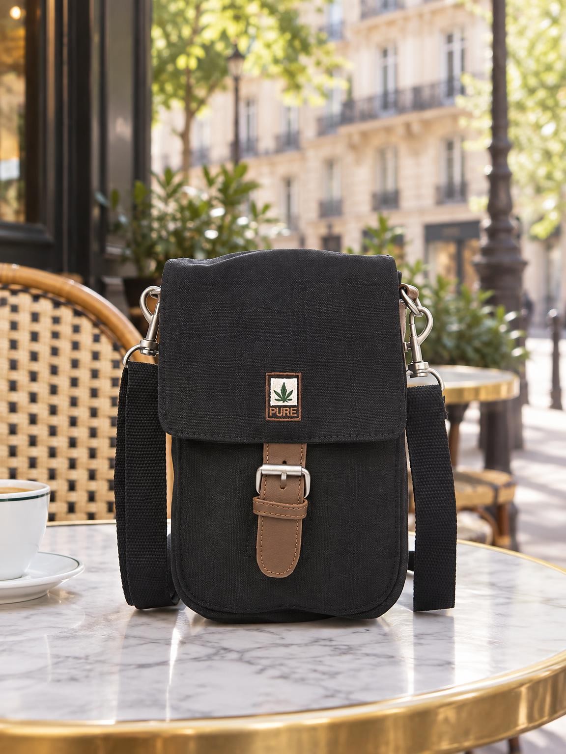 Sac d'épaule noir en chanvre et coton bio - sacs chanvre Ecoline
