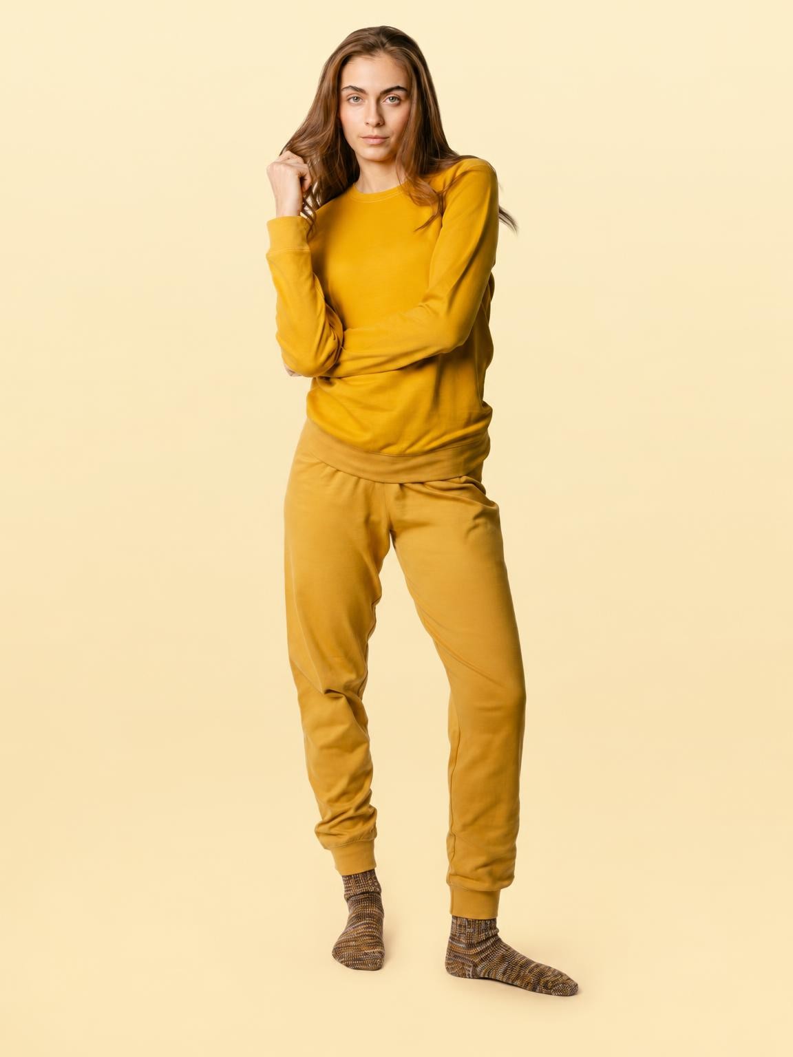 Pyjama femme Jaune miel en coton biologique - vêtements de nuit bio et éthiques Ecoline