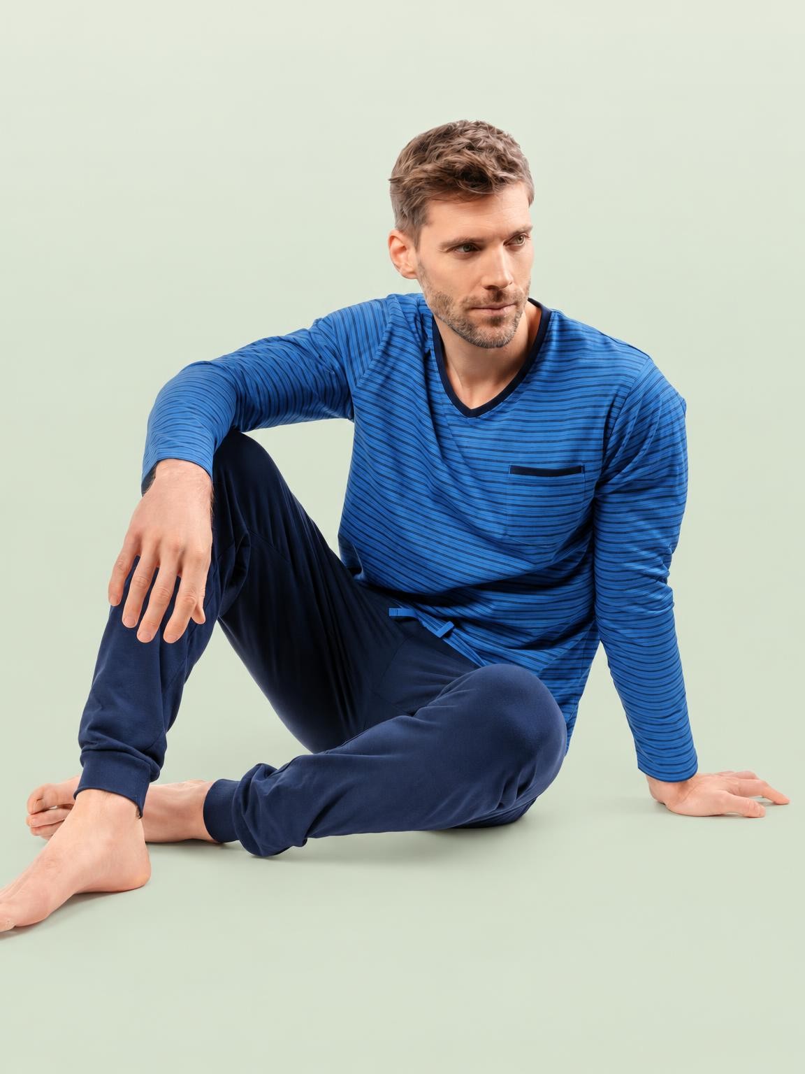 Pyjama à rayures Colin en coton bio pour homme - vêtements de nuit bio Ecoline